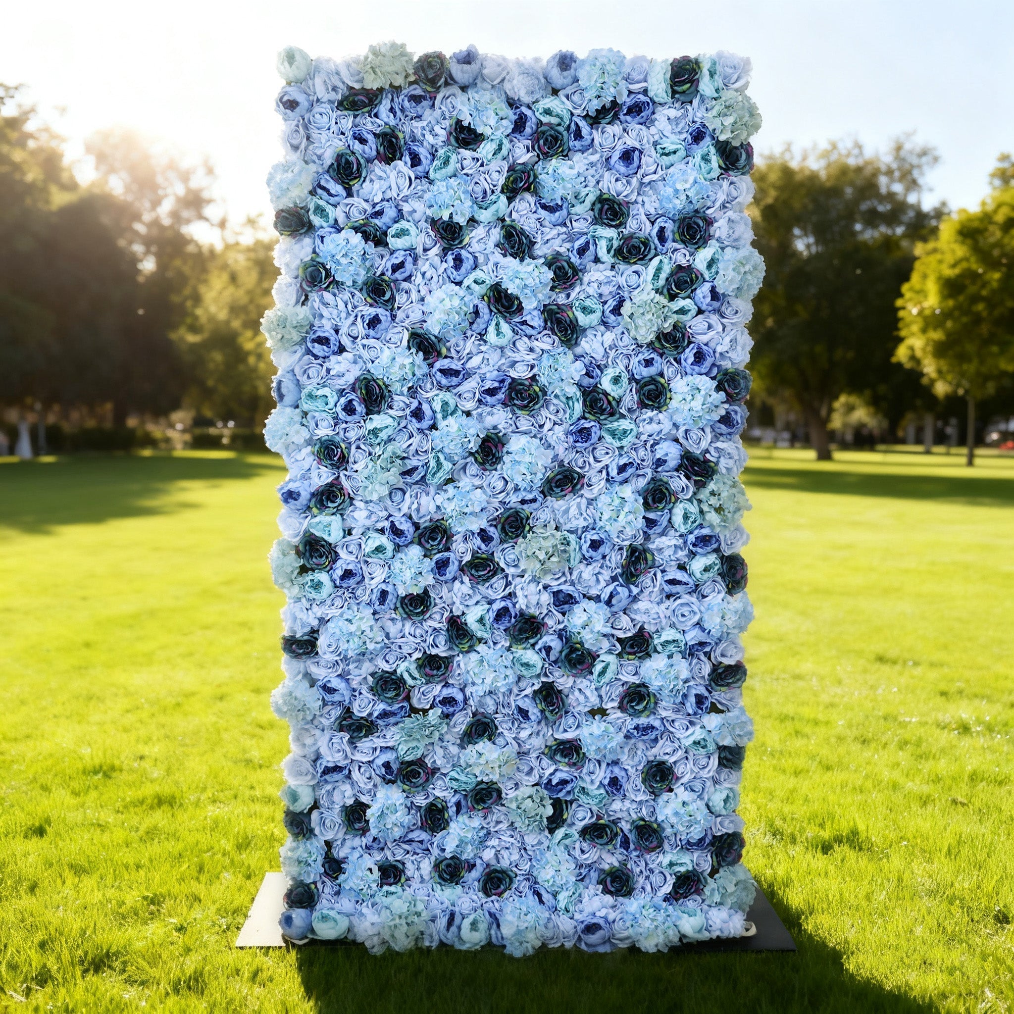 Blue & Teal Floral Extravaganza Wall: A Captivating. Ocean-Inspired Masterpiece for Memorable Celebrations | VF-549