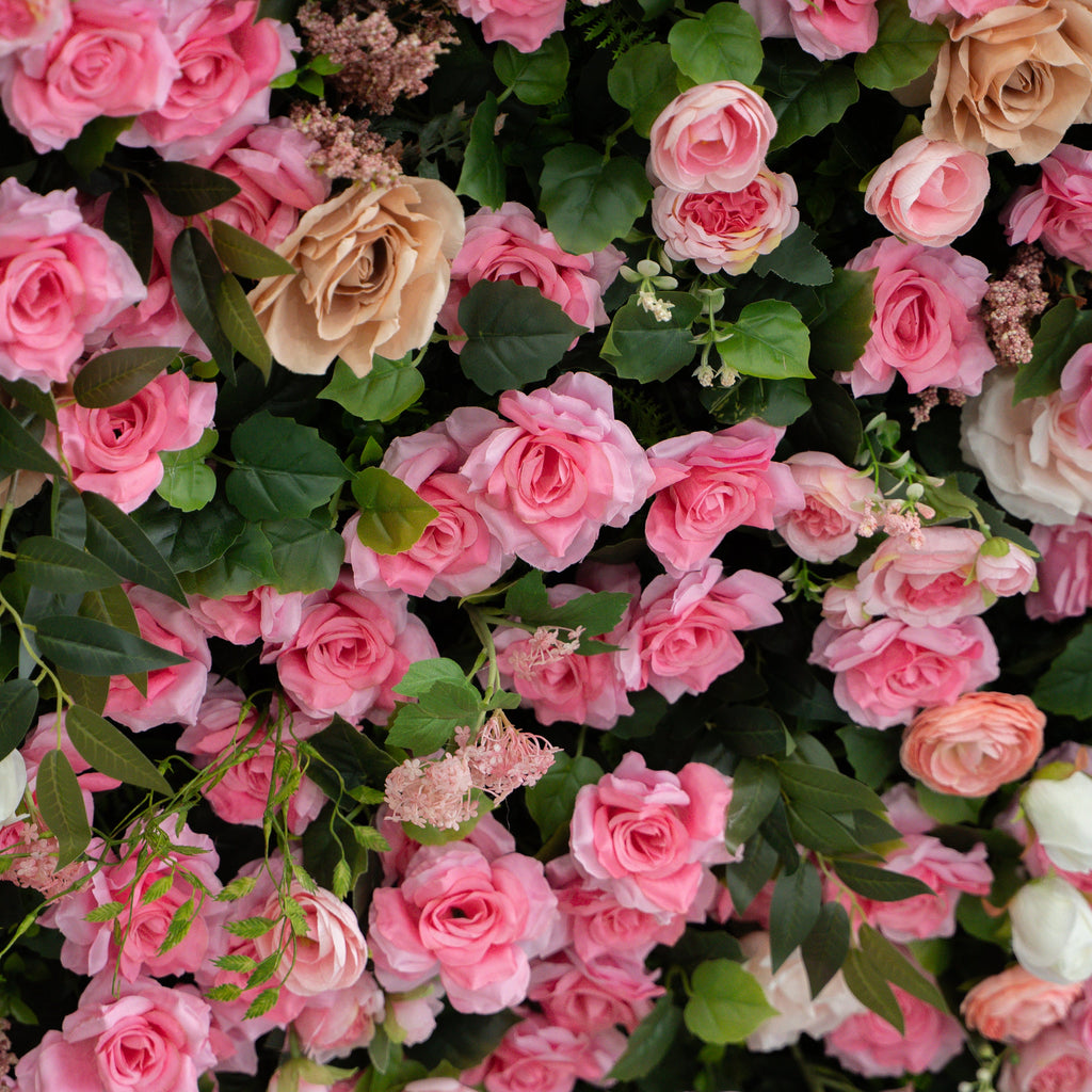 Valevia:5D Multi Tone Hot Pink & Ivory White Silk Rose Flower Wall Roll-Up Fabric Backdrop for Romantic Weddings & Proposals Free Shipping