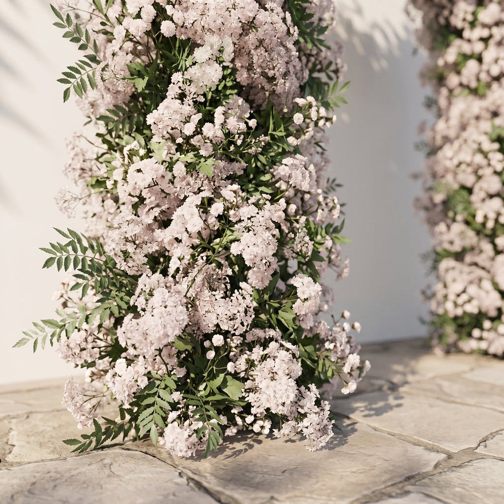 Valnella Arch: New Luxury Nude Pink Babybreath&White flowers Flower arch for Elegant Weddings&Events Decoration Incuding Frame