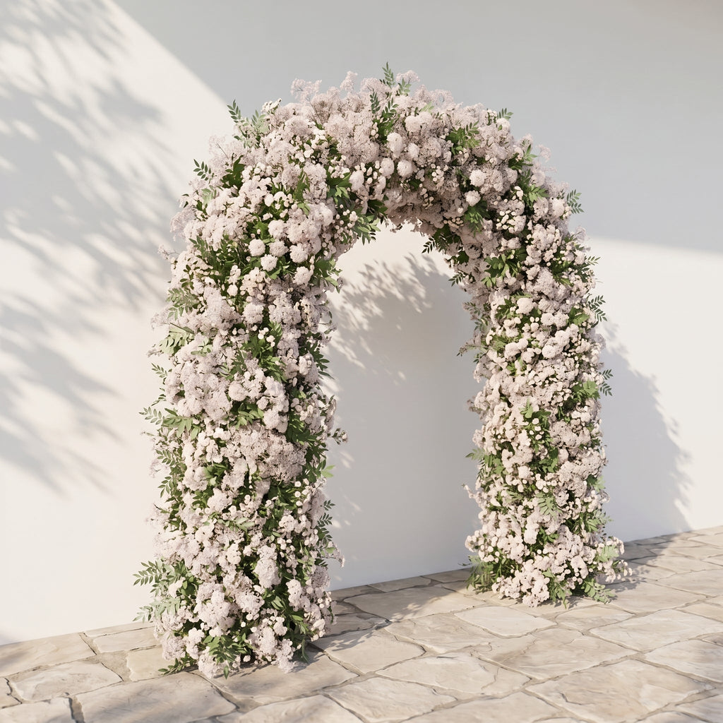 Valnella Arch: New Luxury Nude Pink Babybreath&White flowers Flower arch for Elegant Weddings&Events Decoration Incuding Frame