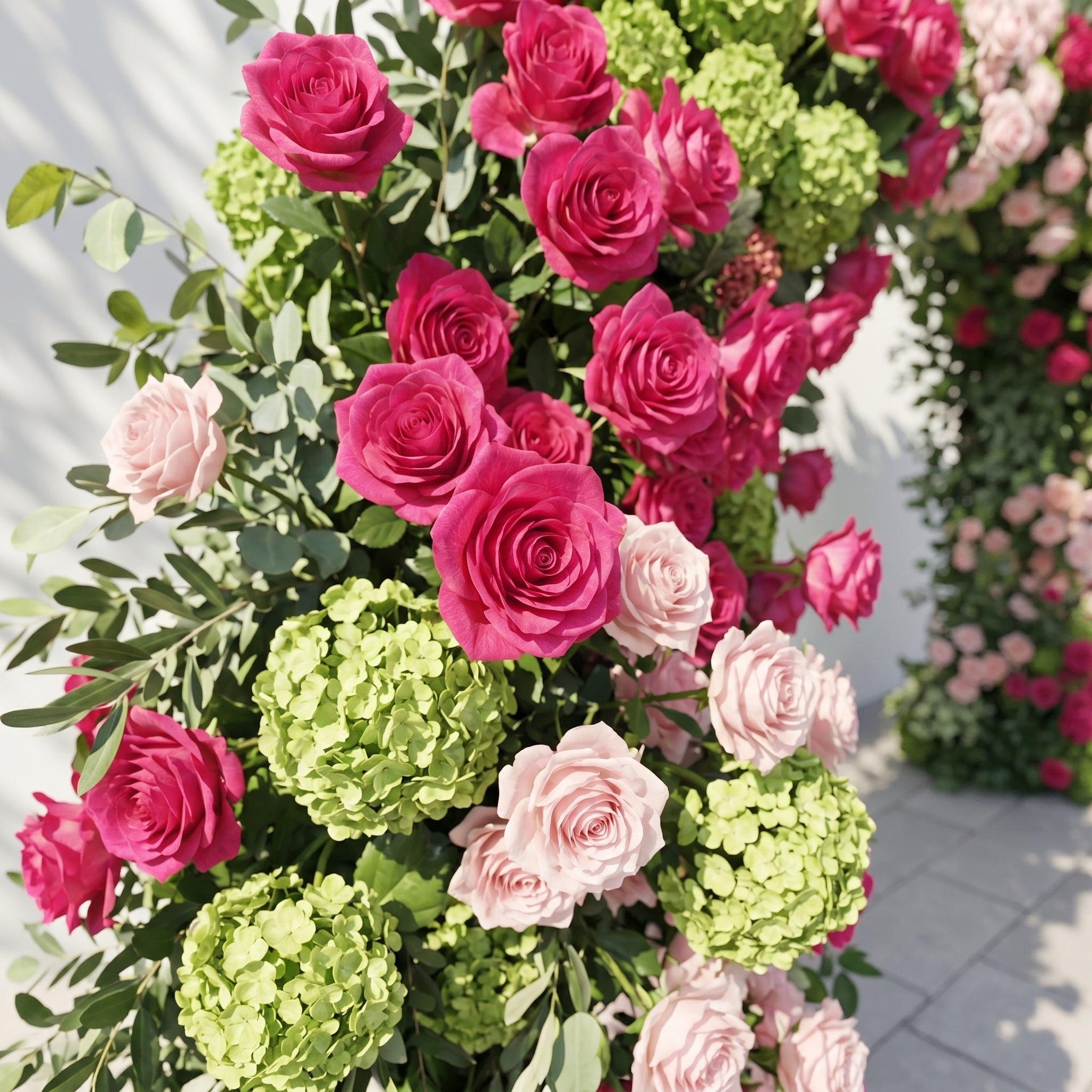 Valvia Arch: New Luxury Colorful Flower Arch with Pink and Red Roses for Outdoor Garden Weddings&Events Decoration Incuding Frame