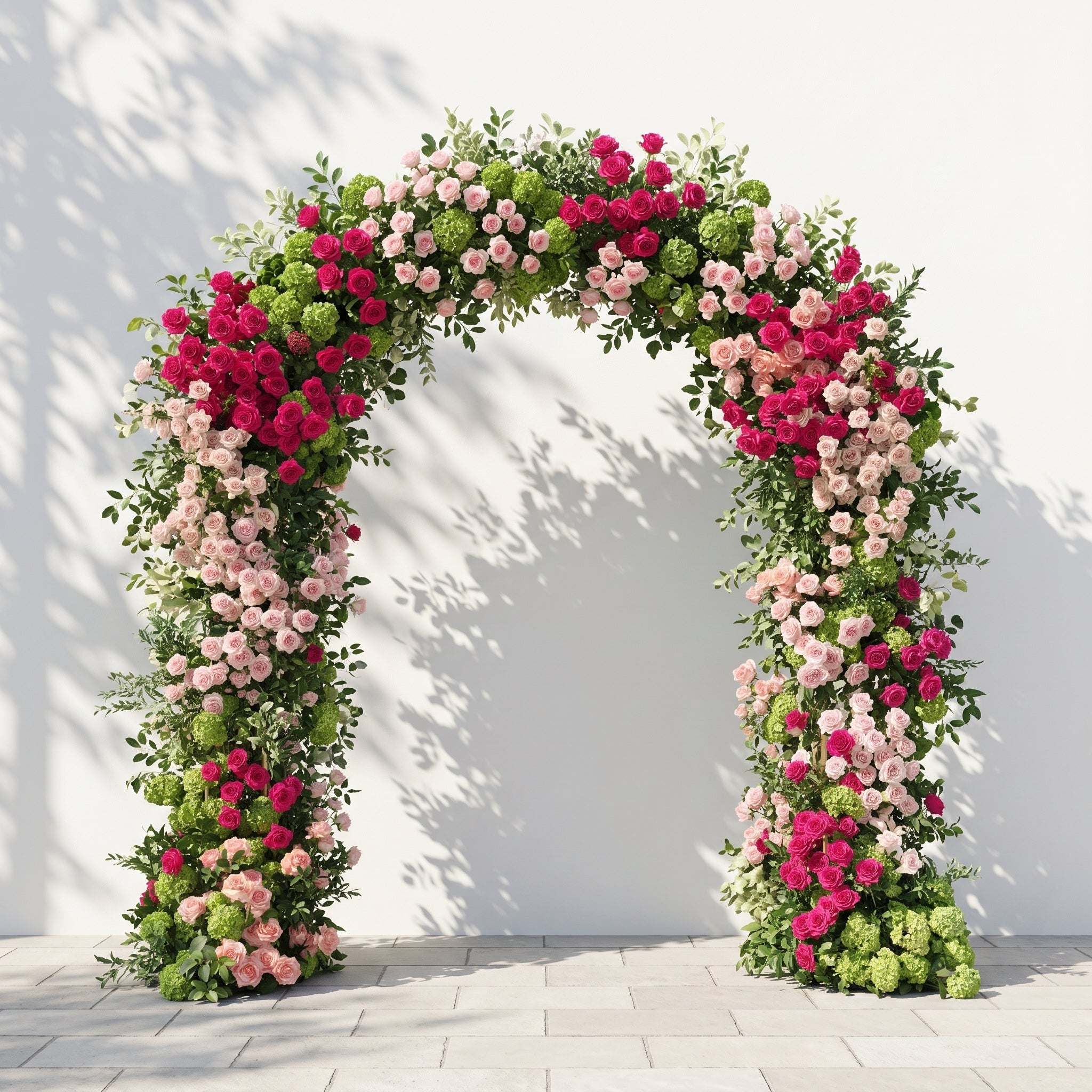 Valvia Arch: New Luxury Colorful Flower Arch with Pink and Red Roses for Outdoor Garden Weddings&Events Decoration Incuding Frame