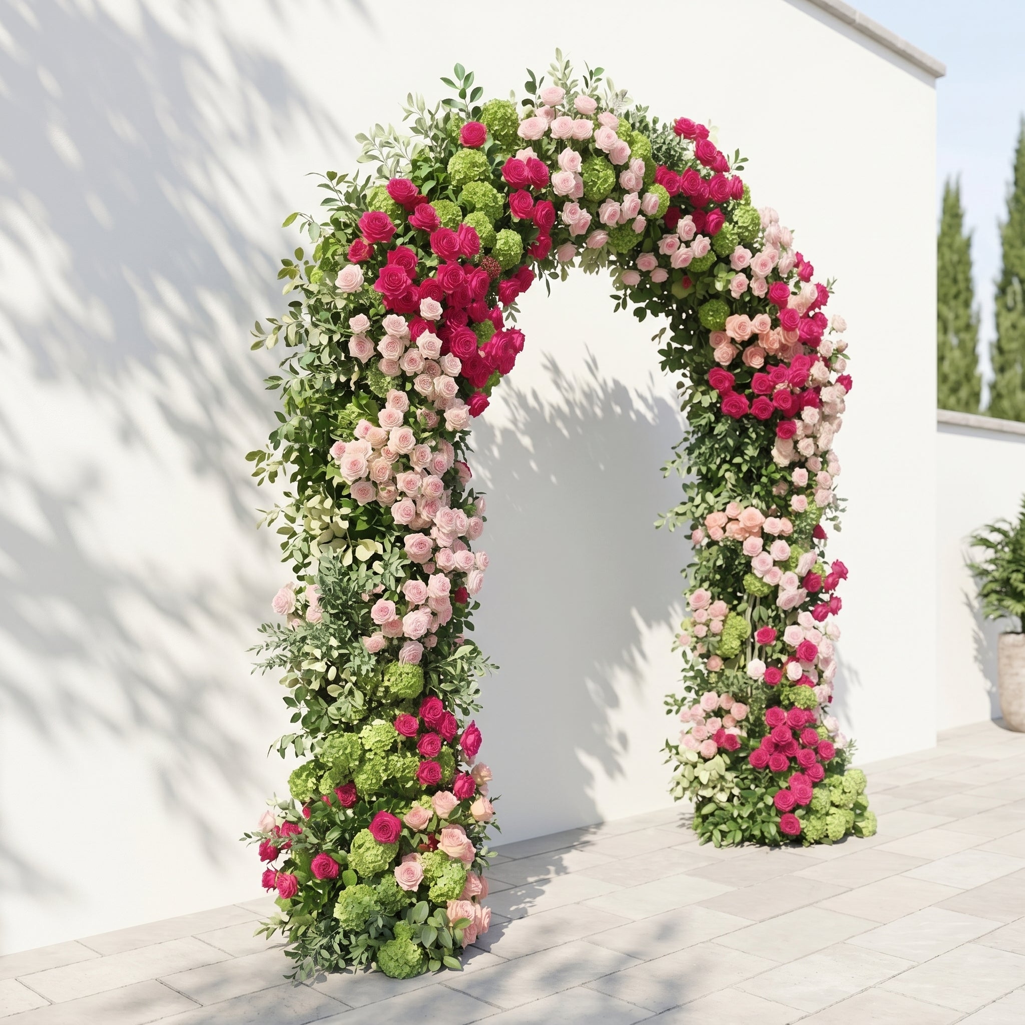 Valvia Arch: New Luxury Colorful Flower Arch with Pink and Red Roses for Outdoor Garden Weddings&Events Decoration Incuding Frame