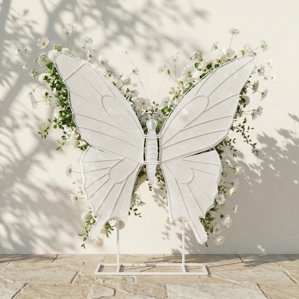 Velmora: Exquisite Ivory Butterfly-Shaped Flower Wall for Birthday & Anniversary Decor Free Shipping
