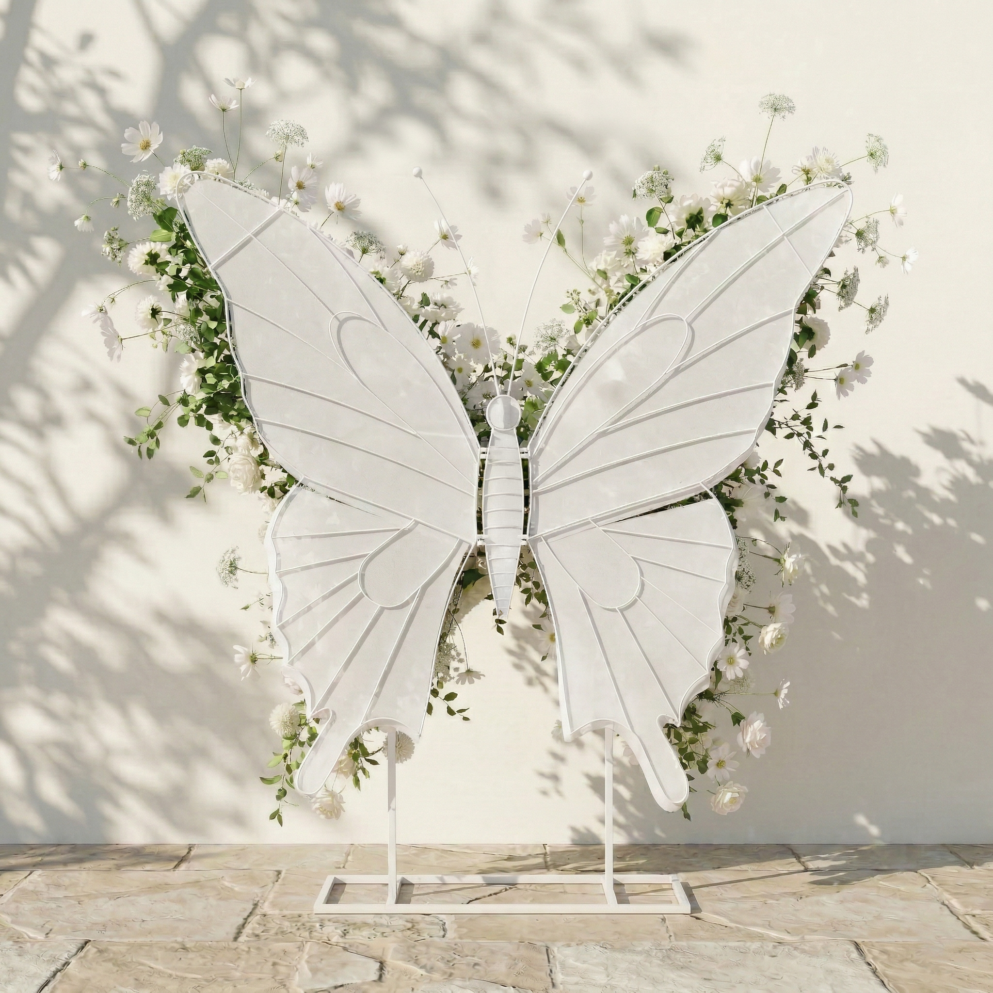 Velmora: Exquisite Ivory Butterfly-Shaped Flower Wall for Birthday & Anniversary Decor Free Shipping