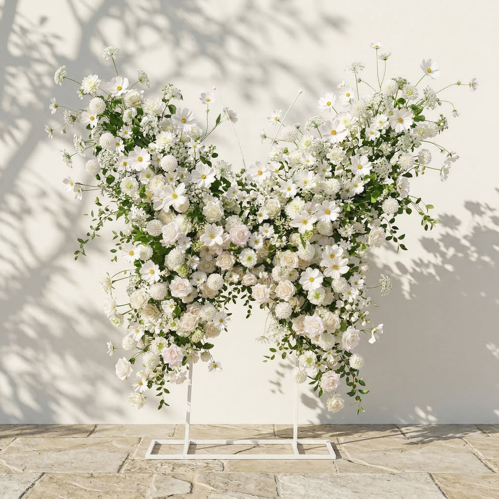 Velmora: Exquisite Ivory Butterfly-Shaped Flower Wall for Birthday & Anniversary Decor Free Shipping