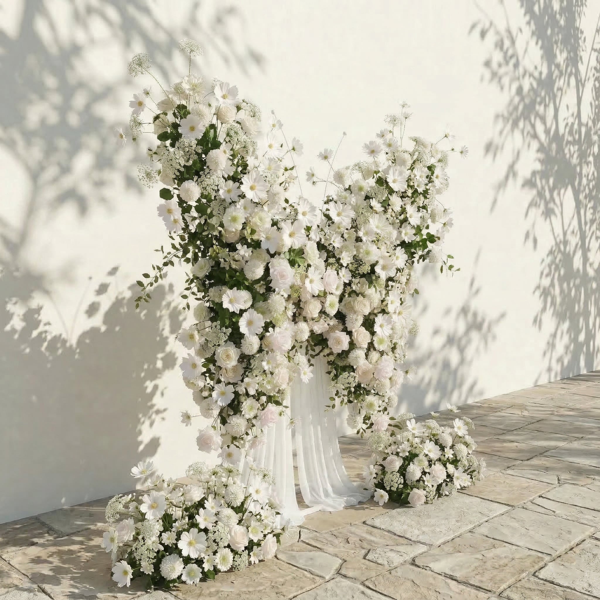Velmora: Exquisite Ivory Butterfly-Shaped Flower Wall for Birthday & Anniversary Decor Free Shipping