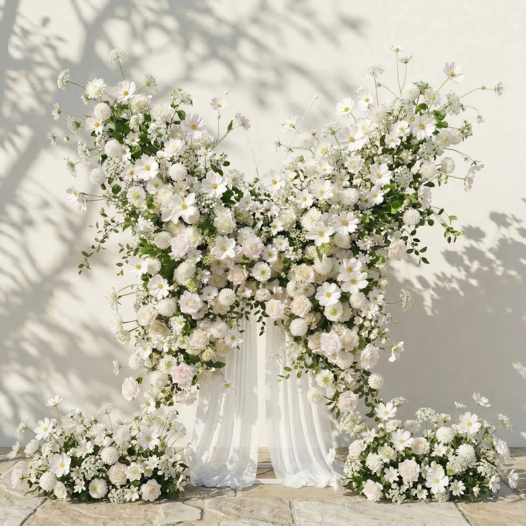 Velmora: Exquisite Ivory Butterfly-Shaped Flower Wall for Birthday & Anniversary Decor Free Shipping
