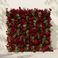 Velrella:Luxury 5D Red Roses Silk Floral Wall with Greenery Roll-Up Backdrop for Romantic Weddings Free Shipping