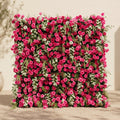 Velsora:5D Hot Pink & Ivory White Silk Rose Flower Wall Roll-Up Fabric Backdrop for Romantic Weddings & Proposals Free Shipping