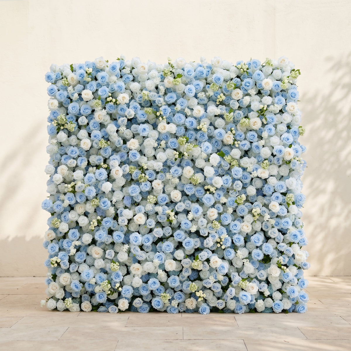 Vasper:5D Dusty Baby Blue & Ivory White Silk Rose Flower Wall Roll-Up Fabric Backdrop for Romantic Weddings & Proposals Free Shipping