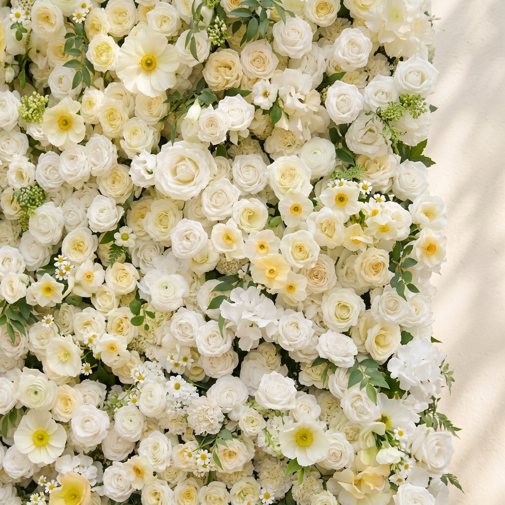 Violina:Luxury 5D White&Yellow Flower Wall Roll-Up Wedding Backdrop for Wedding and Event Decoration violina detail 1