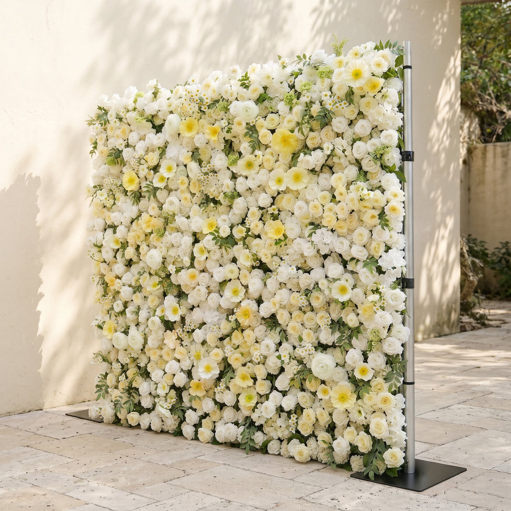 Violina:Luxury 5D White&Yellow Flower Wall Roll-Up Wedding Backdrop for Wedding and Event Decoration violina right