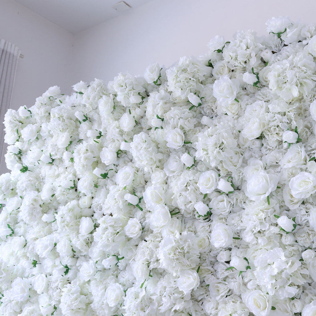 White Blossom Bliss - A Dense Array of Roses in an Artificial Fabric Flower Wall | VF-157