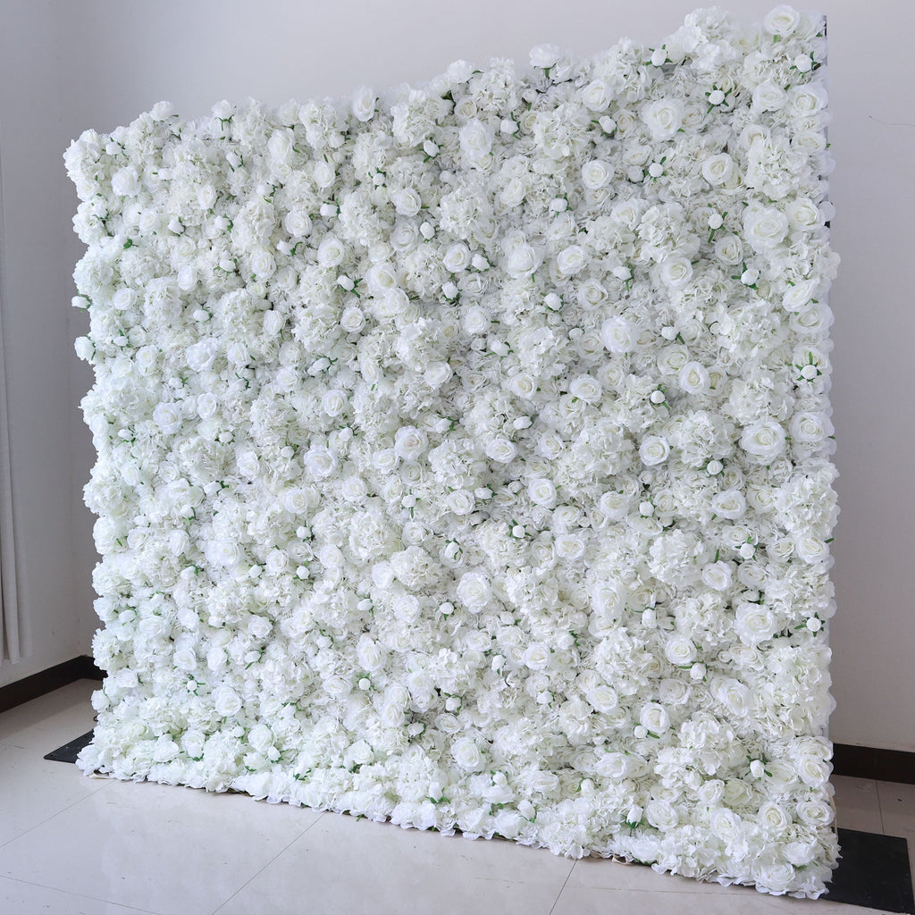 White Blossom Bliss - A Dense Array of Roses in an Artificial Fabric Flower Wall | VF-157