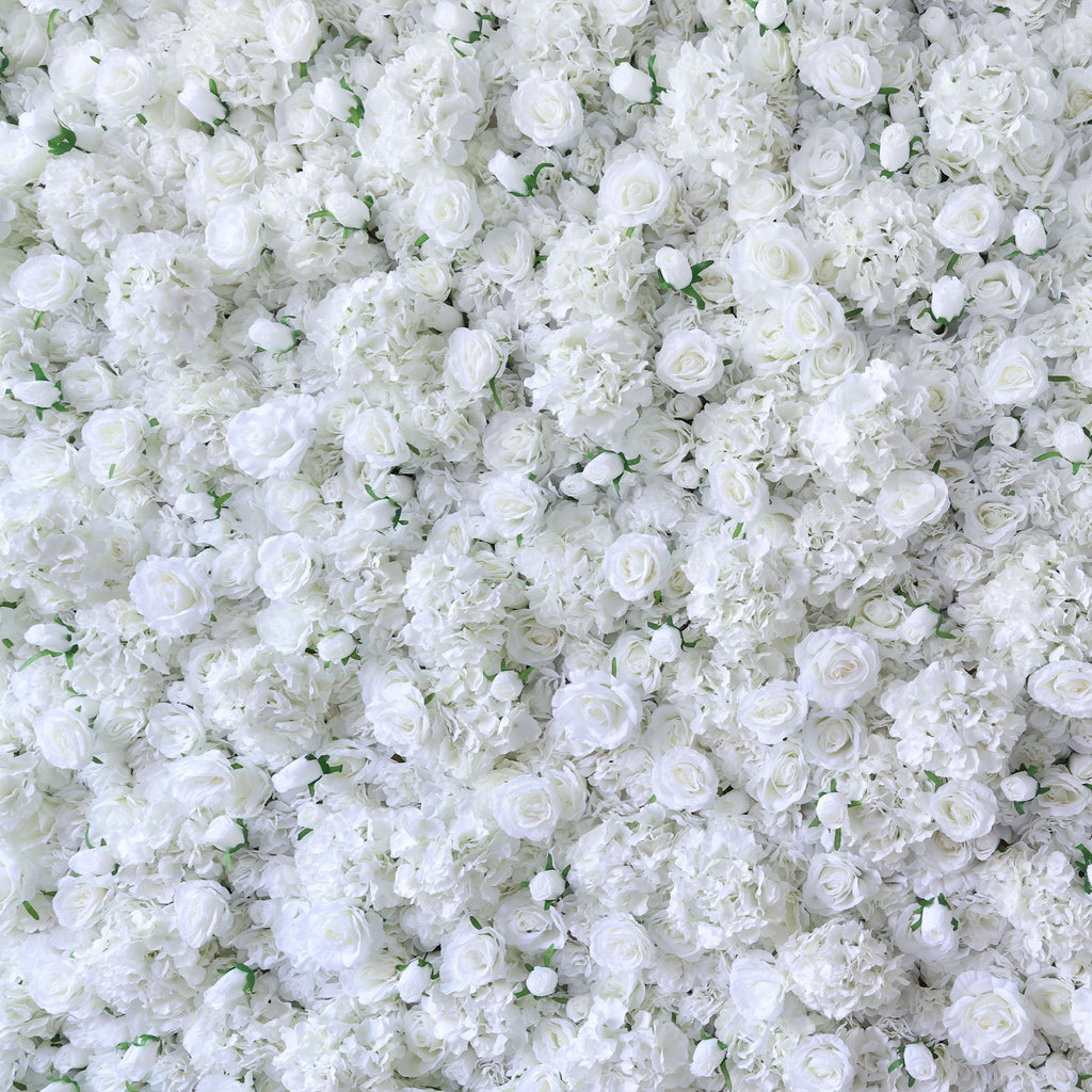 White Blossom Bliss - A Dense Array of Roses in an Artificial Fabric Flower Wall | VF-157