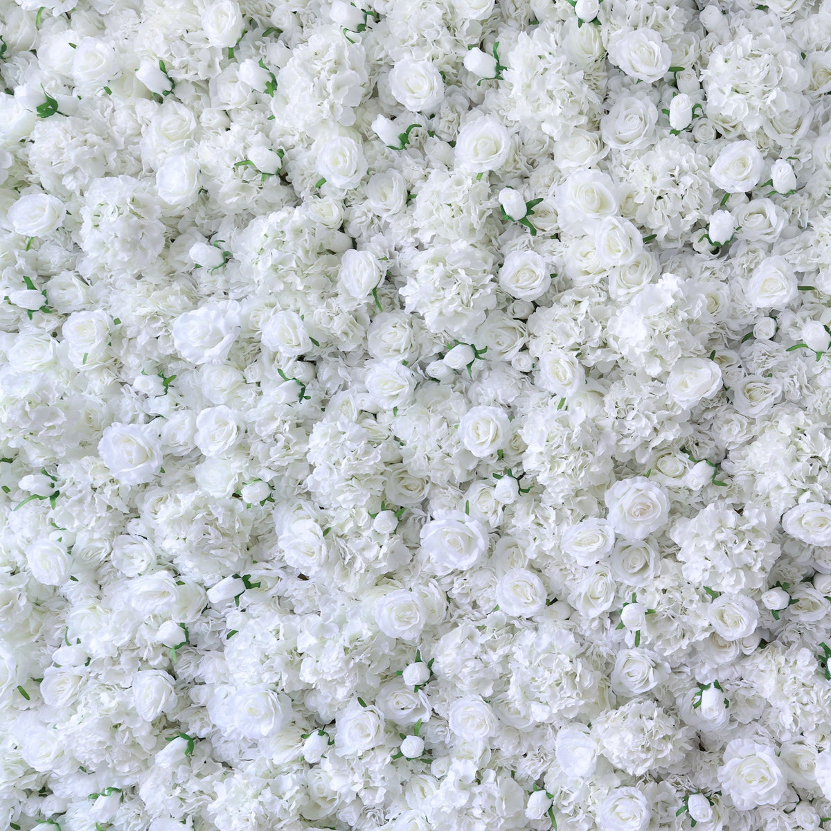 White Blossom Bliss - A Dense Array of Roses in an Artificial Fabric Flower Wall | VF-157