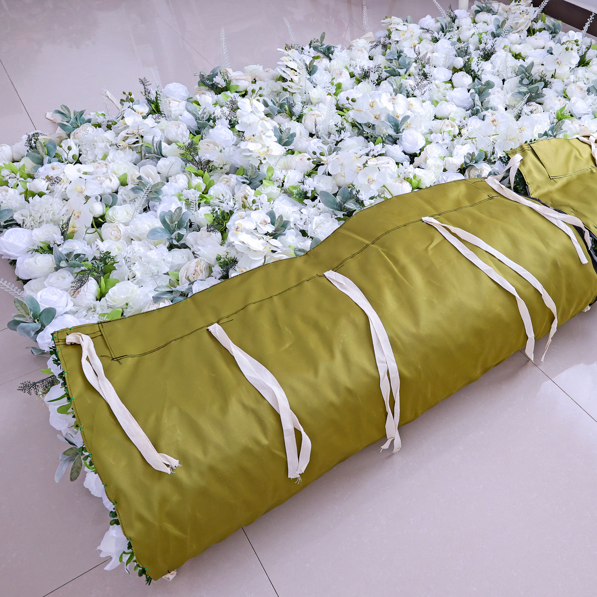 Gorgeous Flower Wall: A Fusion of Grace and Sturdiness with Pure White Artificial Flowers. Perfect for Weddings and Celebrations- Wedding Venues Celebration Floral Wall | VF-142