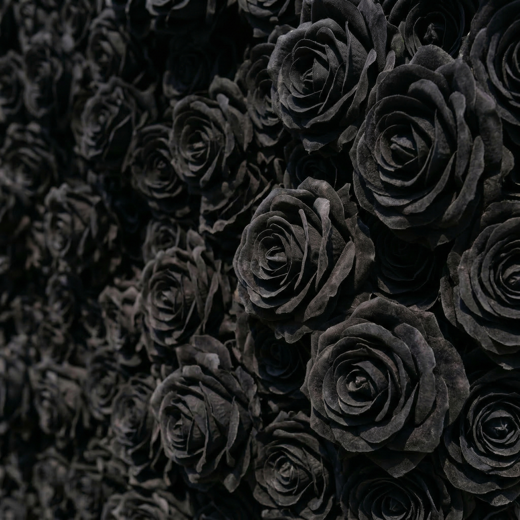Xelune: 3D Mysterious All-Black Heart-Shaped Artificial Floral Backdrop for Luxury Photo Booth & Events Free Shipping