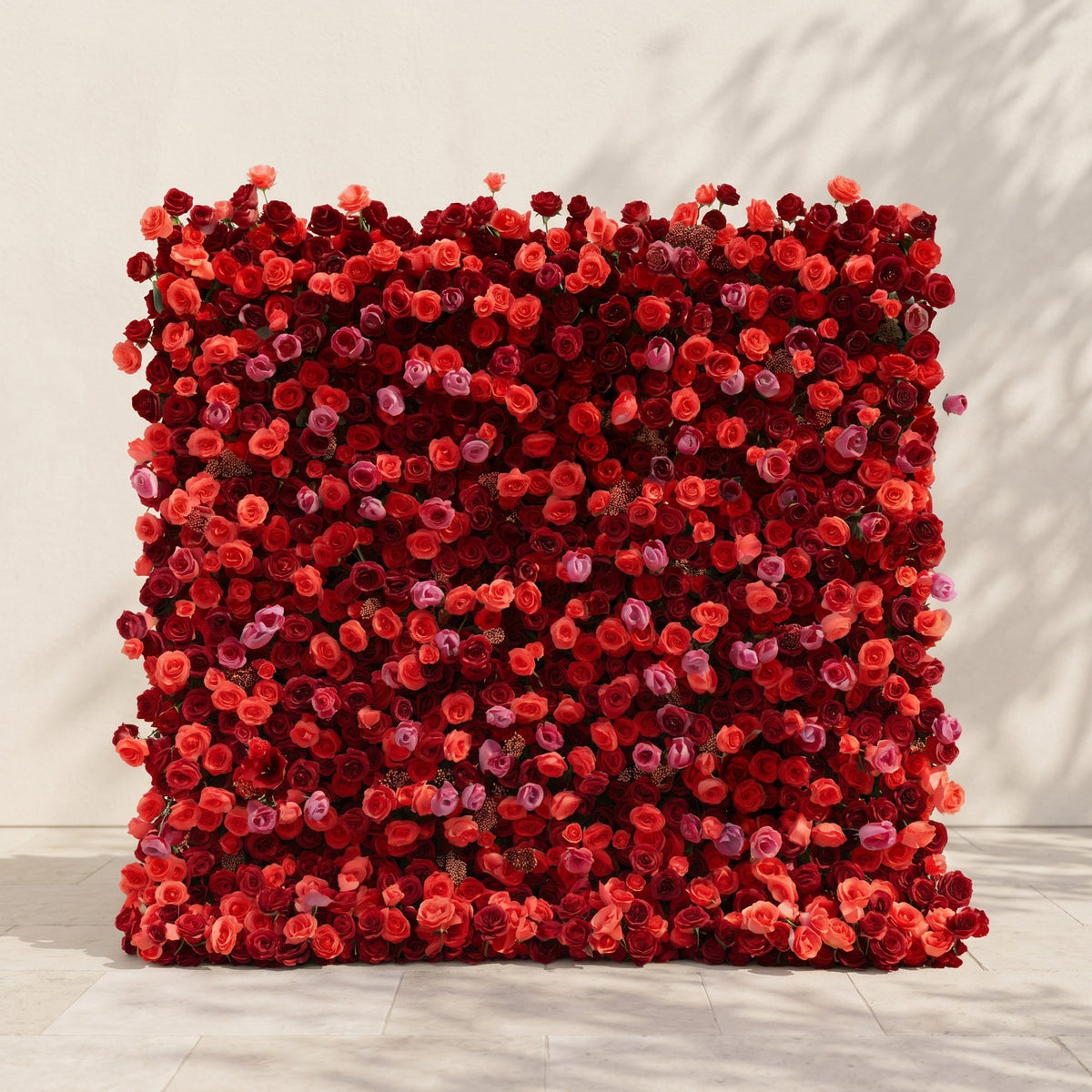 Yarsira: 3D Ruby Red & Deep Crimson Silk Floral Wall Backdrop for Luxury Weddings & Grand Galas Free Shipping