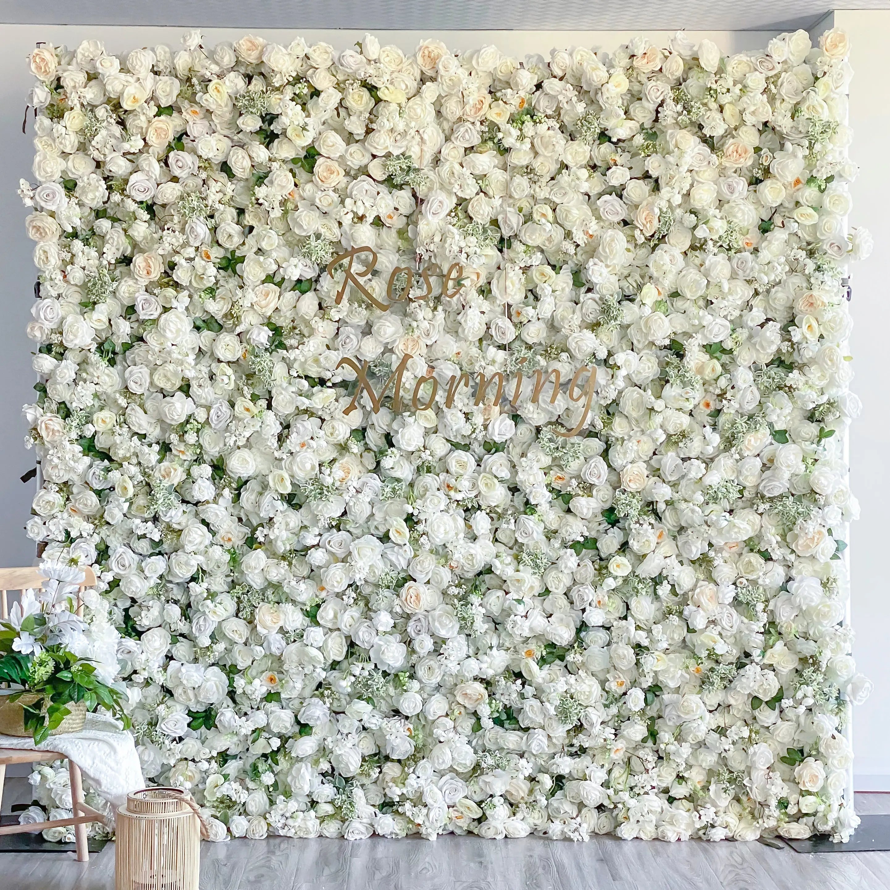 Yimi：5D Garden Series Fabric Artificial rolling up curtain flower wall Free Shipping