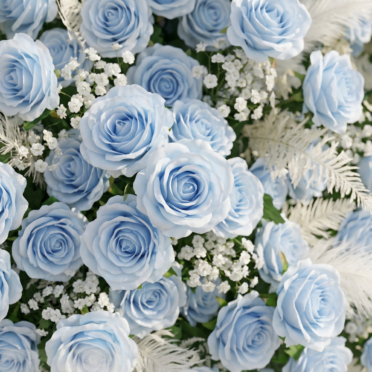 Zarenviane:Luxury 5D Dusty Blue Floral Wall with Greenery Roll-Up Backdrop for Serene Garden Weddings Free Shipping