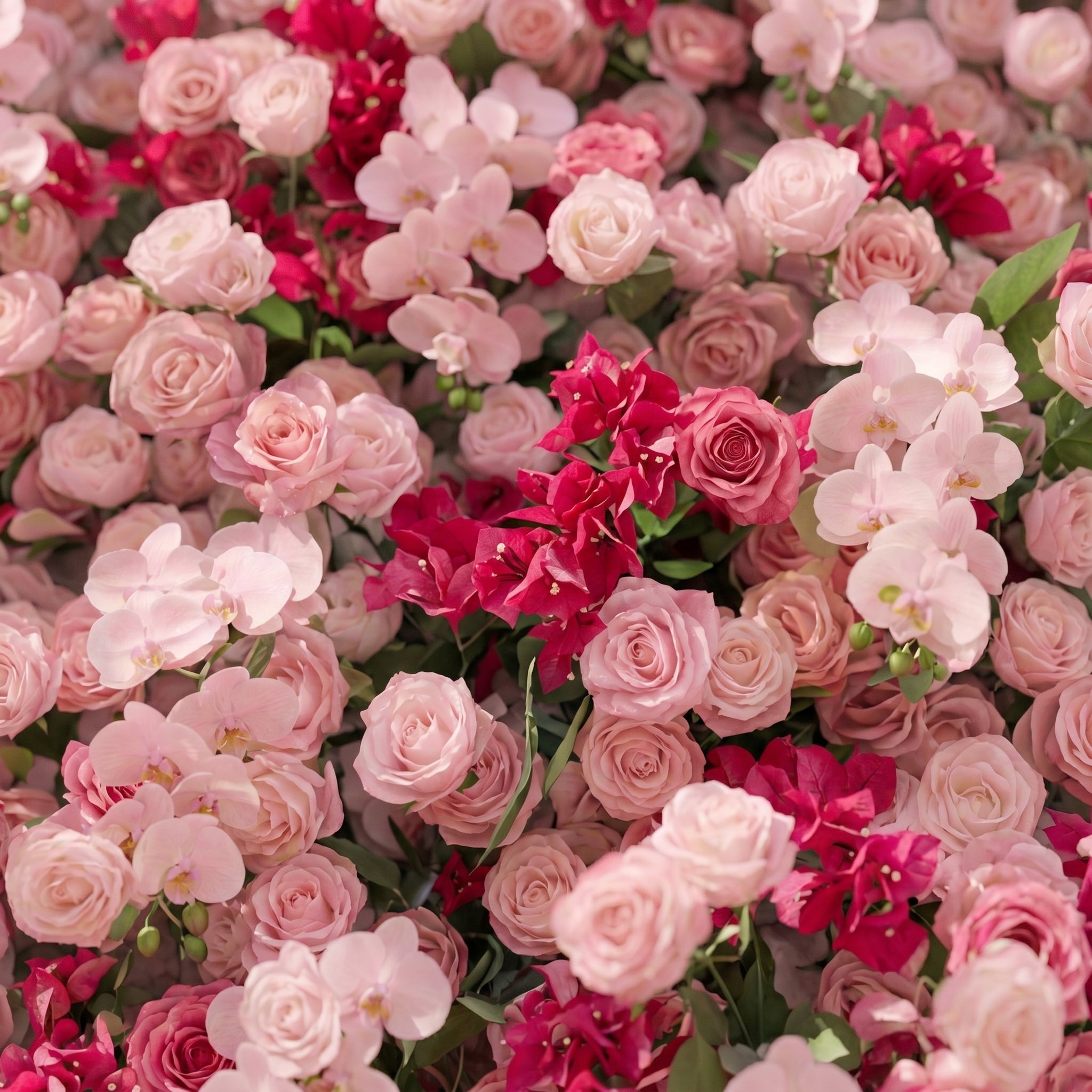 Zarlyra:Luxury 5D Ombre Hot Pink & Blush Silk Floral Wall Roll-Up Backdrop for Vibrant Romantic Weddings Free Shipping