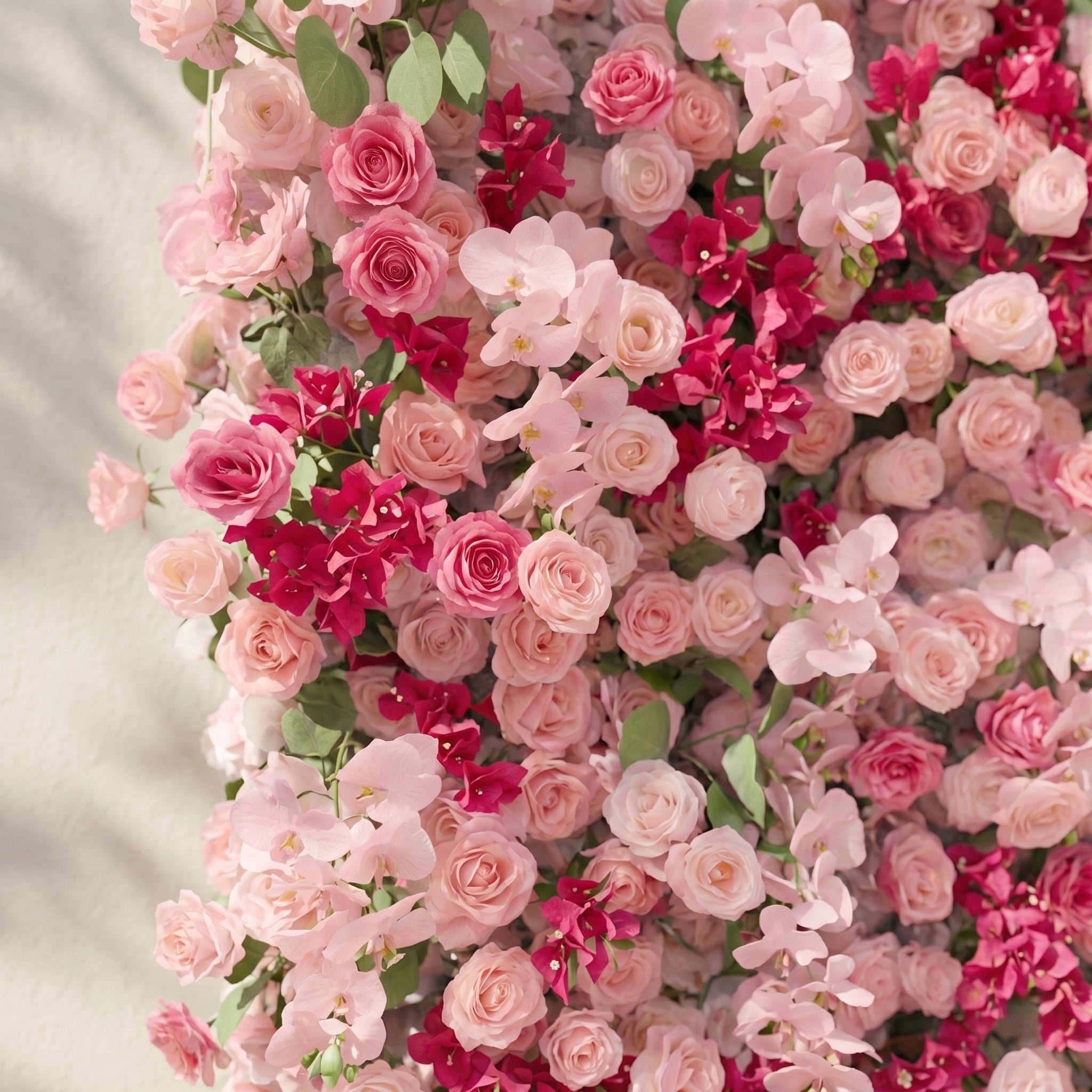 Zarlyra:Luxury 5D Ombre Hot Pink & Blush Silk Floral Wall Roll-Up Backdrop for Vibrant Romantic Weddings Free Shipping