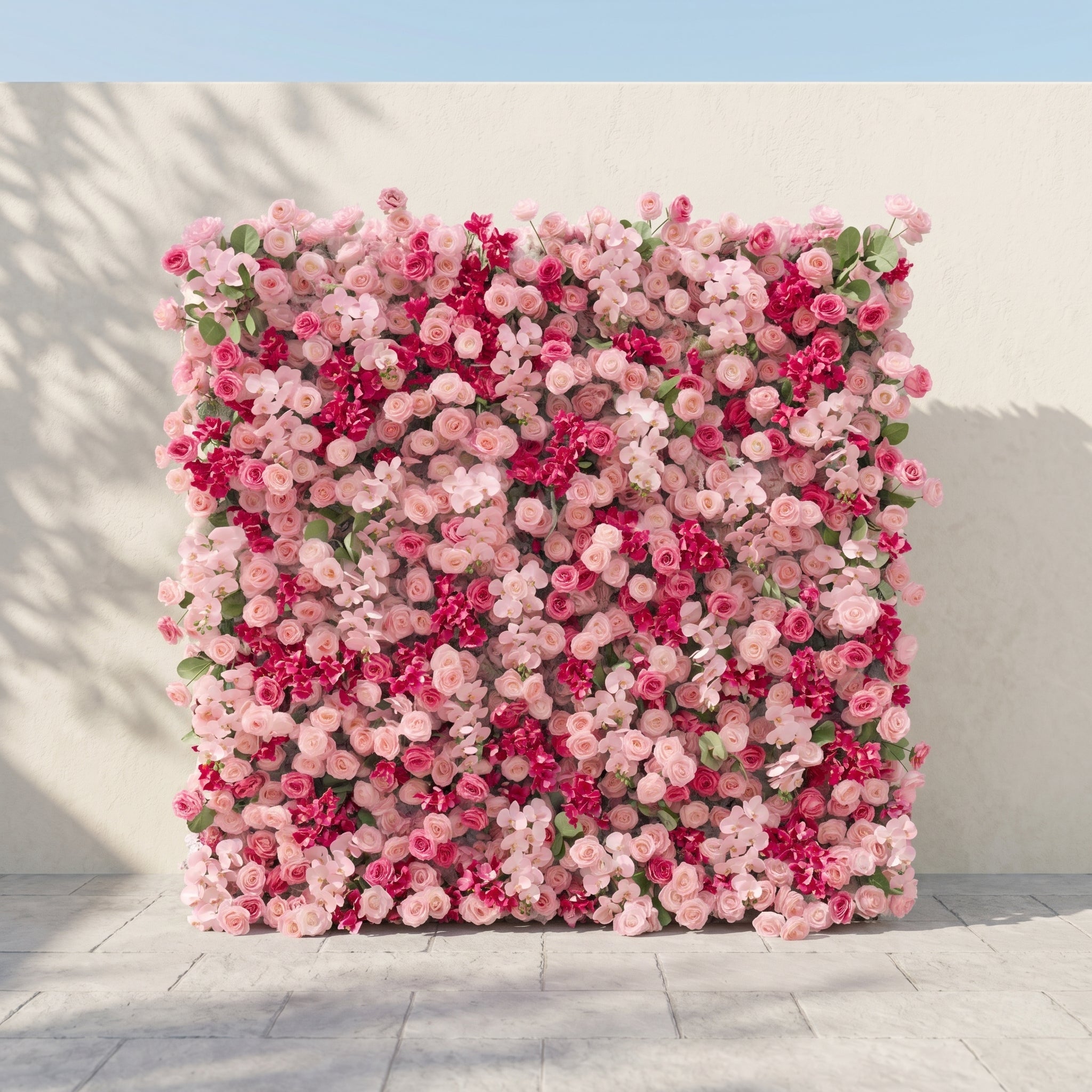 Zarlyra:Luxury 5D Ombre Hot Pink & Blush Silk Floral Wall Roll-Up Backdrop for Vibrant Romantic Weddings Free Shipping