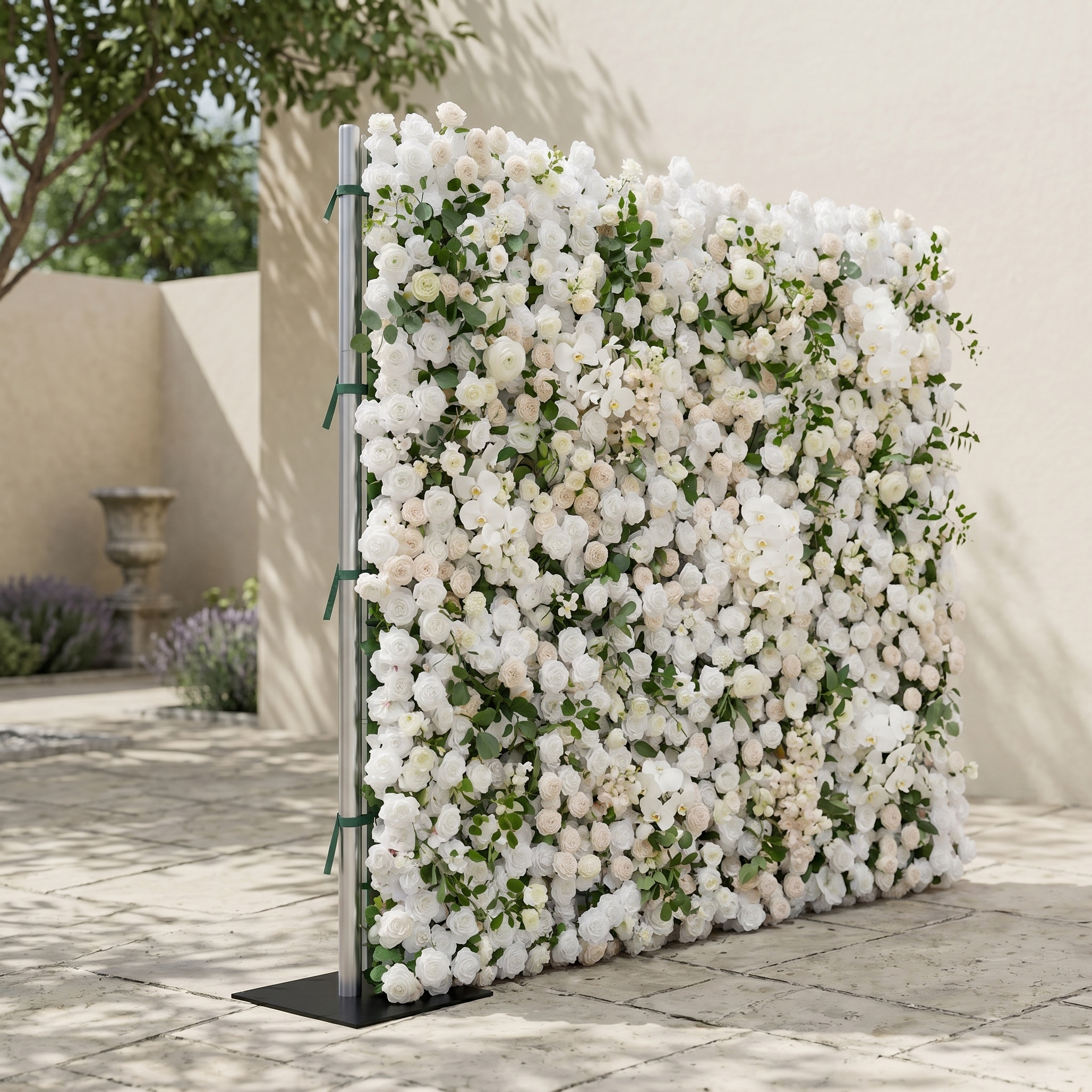 Zelloria:5D Ivory White & Cream White Silk Rose Flower Wall Roll-Up Fabric Backdrop for Romantic Weddings & Proposals Free Shipping