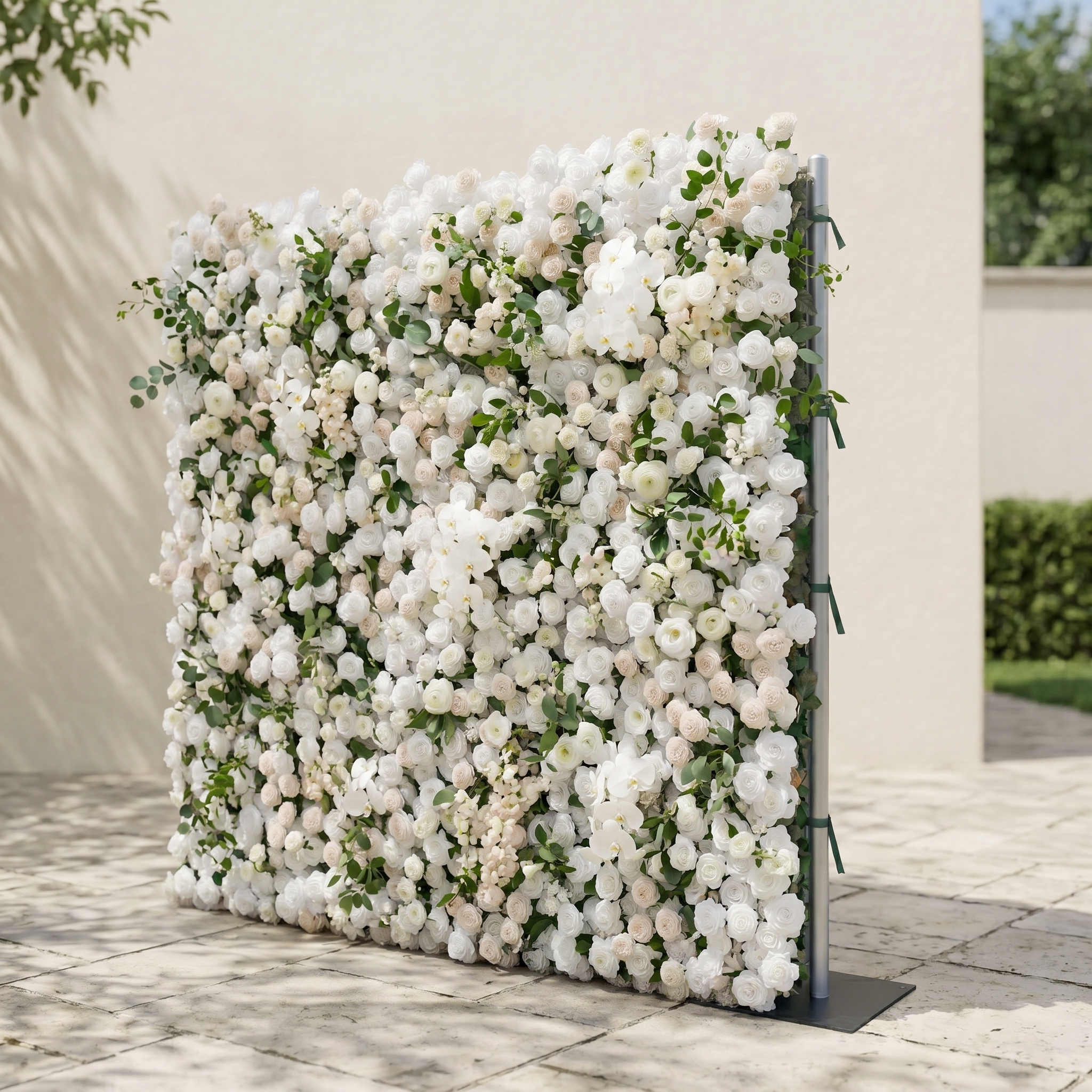 Zelloria:5D Ivory White & Cream White Silk Rose Flower Wall Roll-Up Fabric Backdrop for Romantic Weddings & Proposals Free Shipping