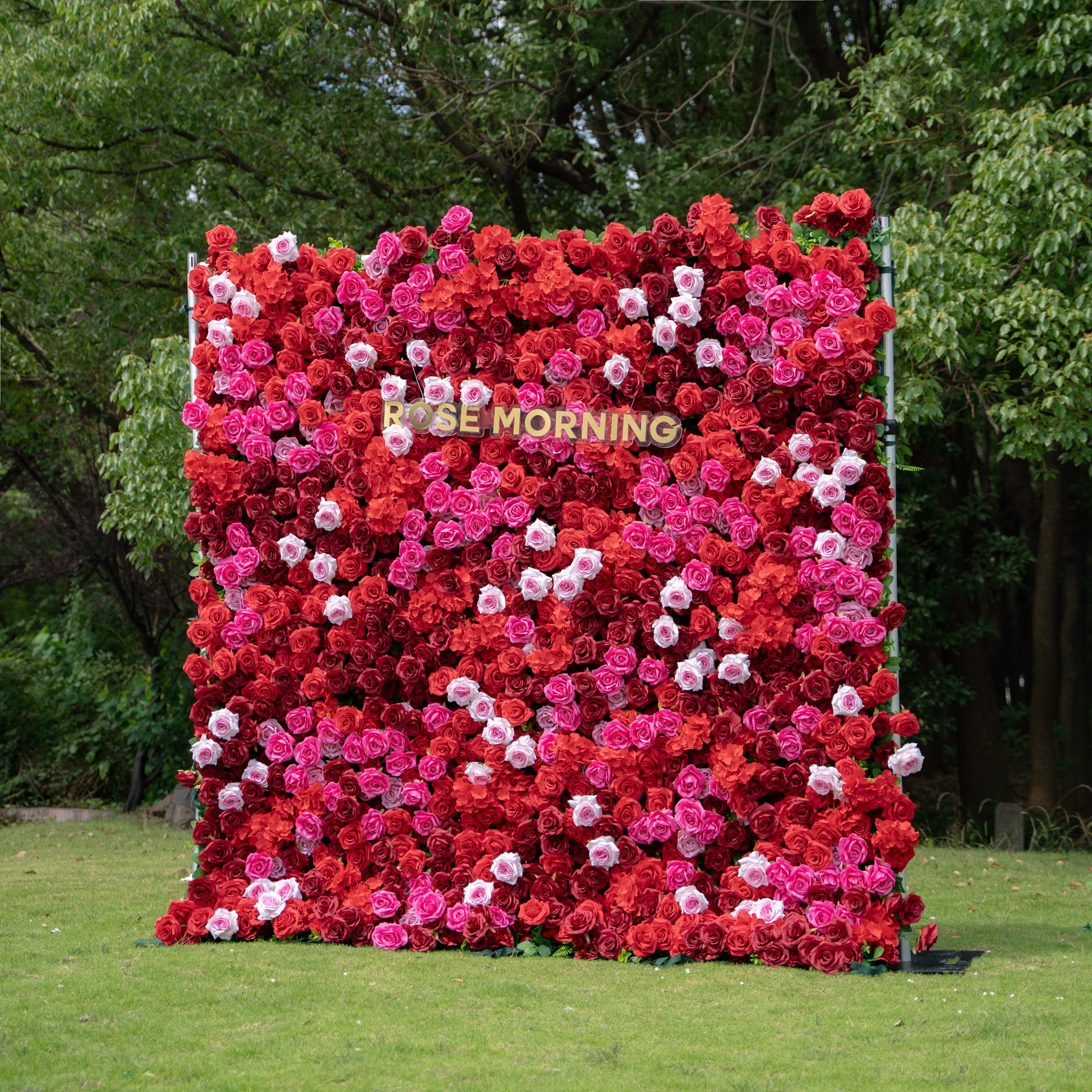 Angelica：4D Fabric Artificial zip up curtain flower wall 8ft*8ft Free Shipping