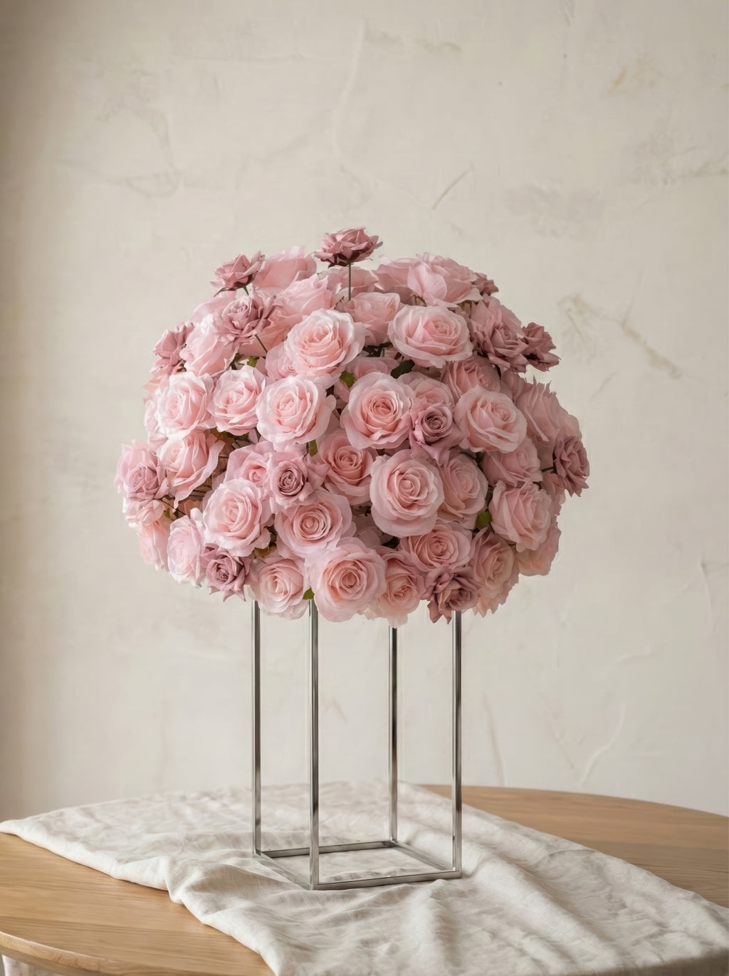 Valsora:5D Gradient Warm Blush Pink & Ivory White Silk Rose Flower Wall Roll-Up Fabric Backdrop for Romantic Weddings & Proposals Free Shipping