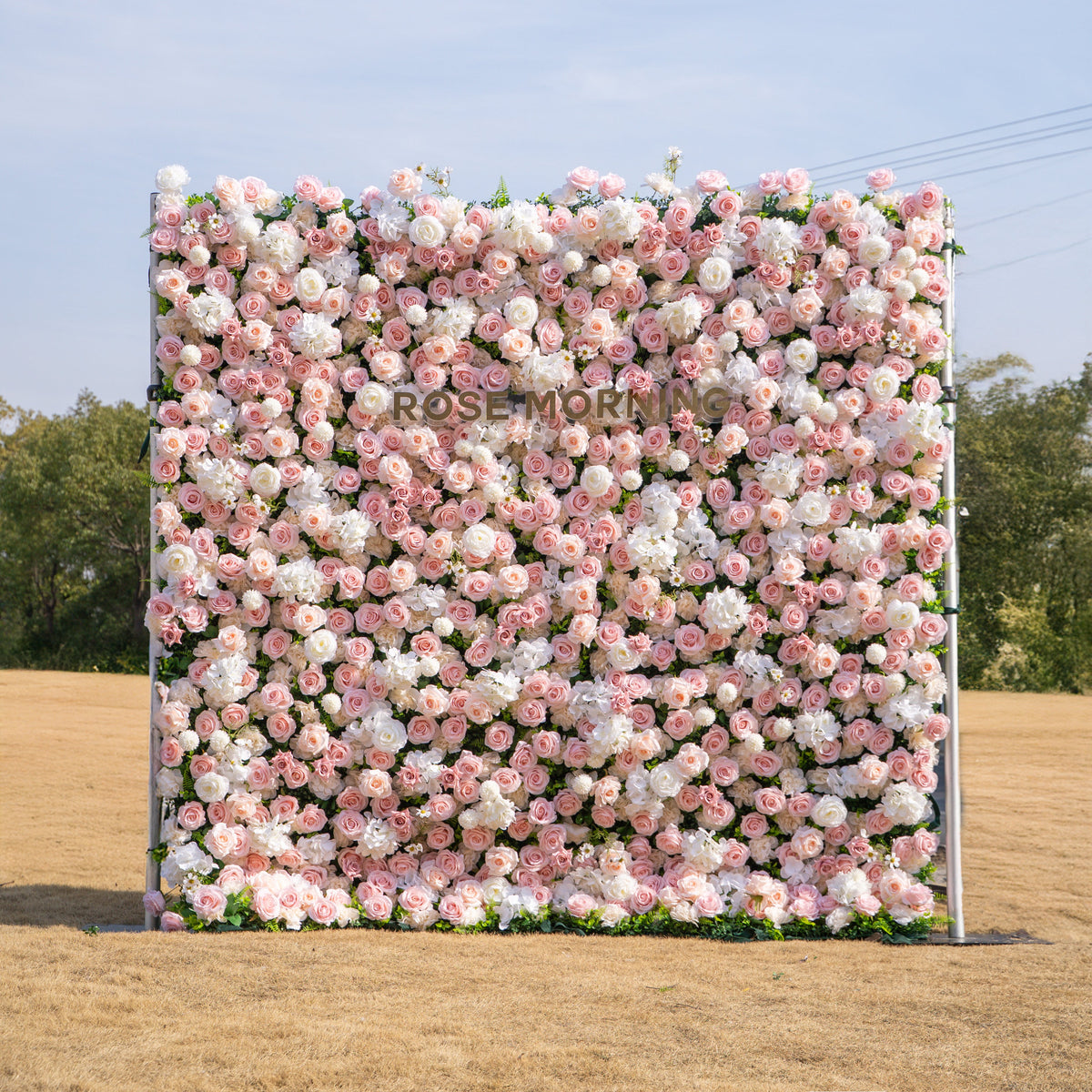 Solara: 3D Elegant Ivory & Blush Rose Silk Flower Wall Curtain for Wedding Ceremony & Events Decor Free Shipping