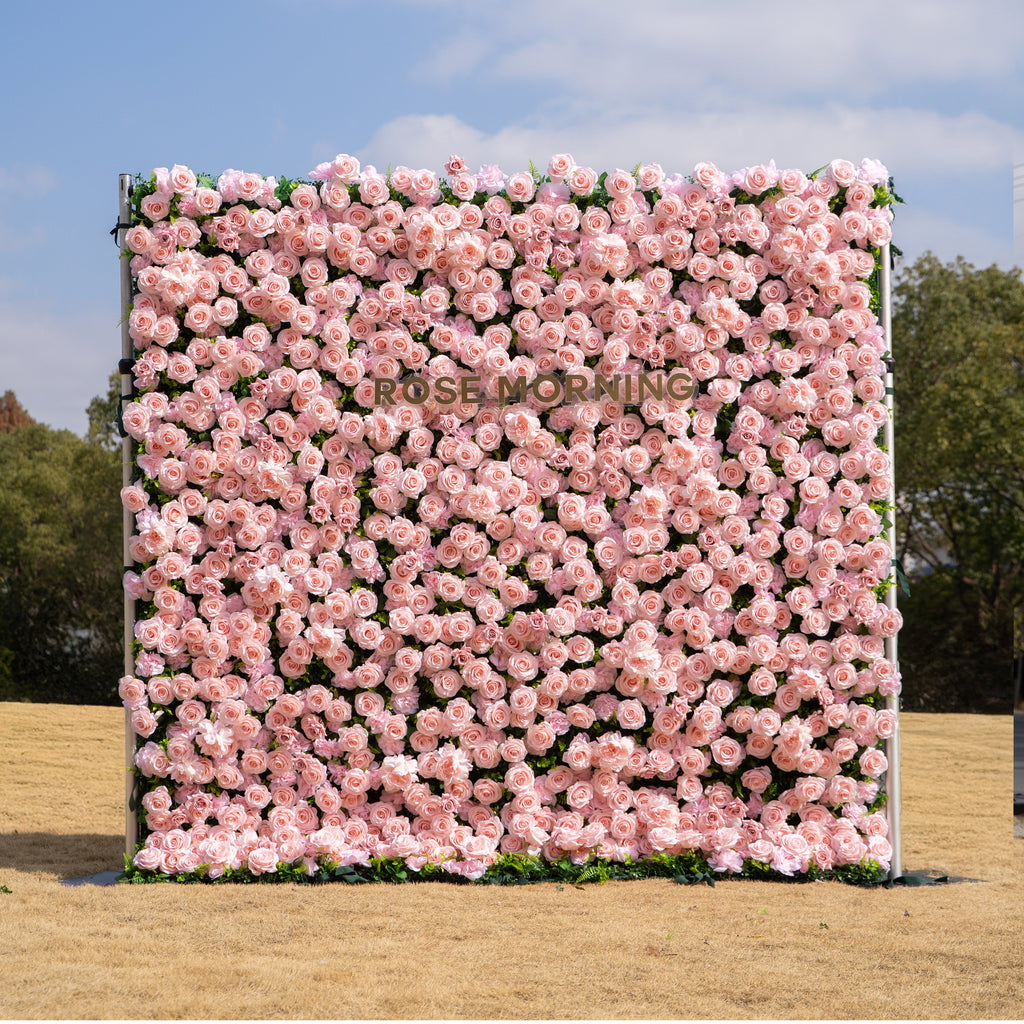 Aurelle: 3D Blush Pink Silk Rose Roll-Up Fabric Flower Wall for Wedding Parties & Events Free Shipping