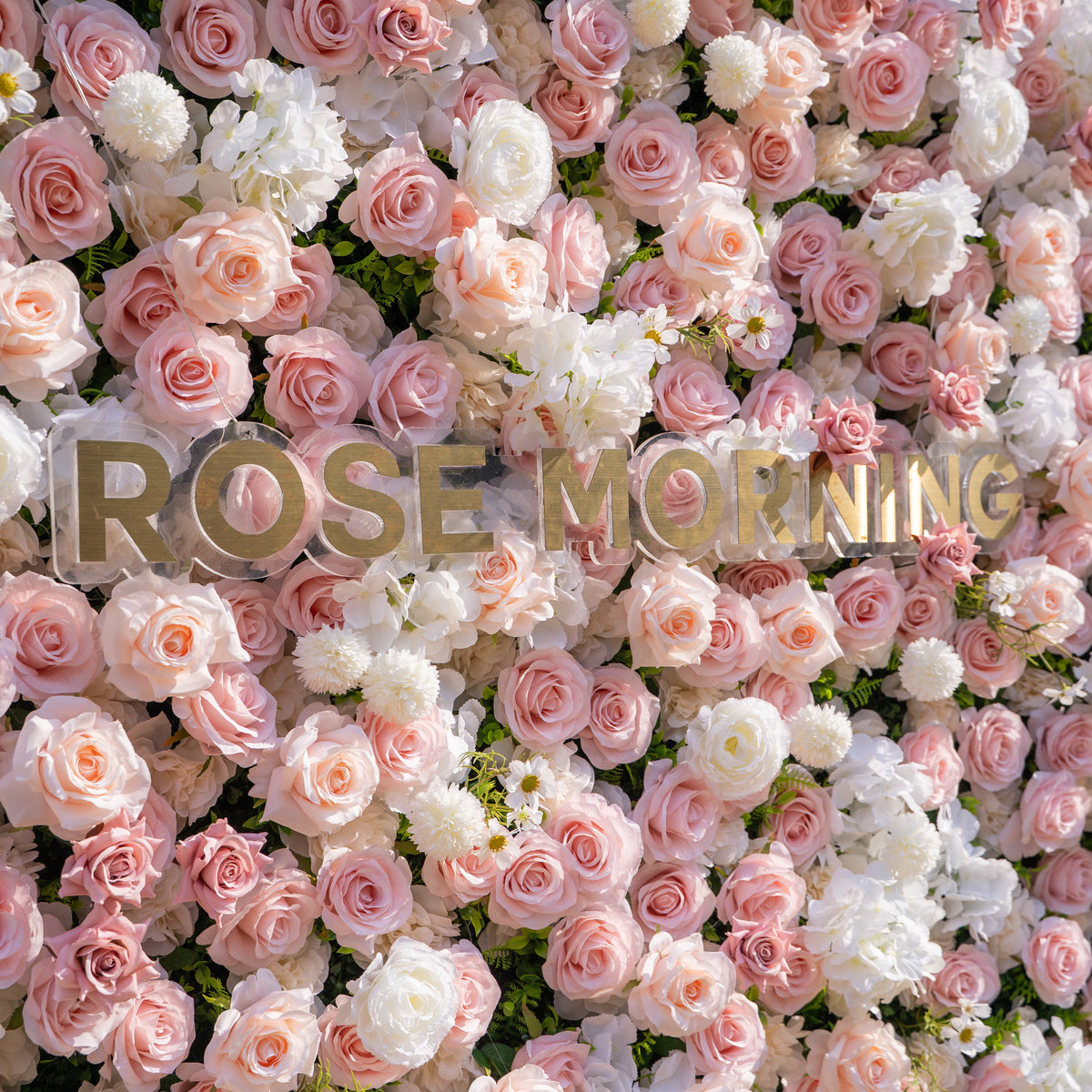 Solara: 3D Elegant Ivory & Blush Rose Silk Flower Wall Curtain for Wedding Ceremony & Events Decor Free Shipping