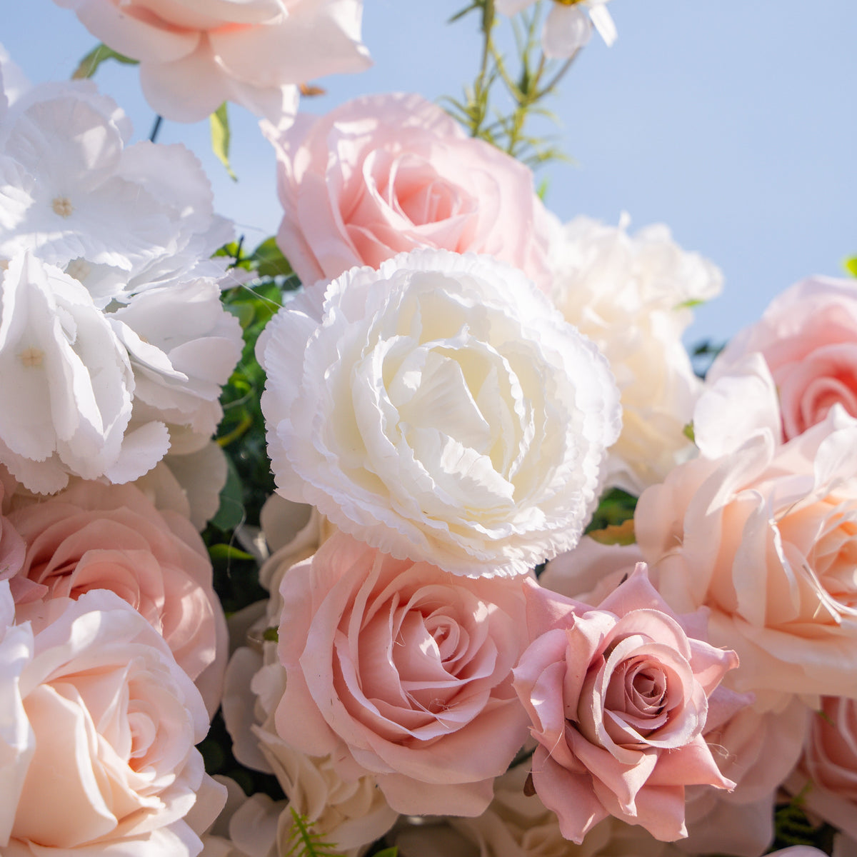 Solara: 3D Elegant Ivory & Blush Rose Silk Flower Wall Curtain for Wedding Ceremony & Events Decor Free Shipping