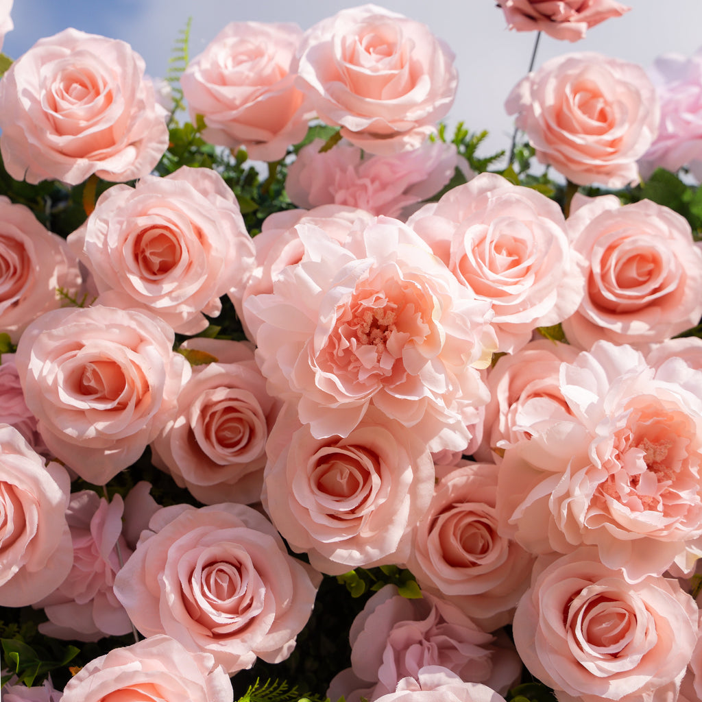Aurelle: 3D Blush Pink Silk Rose Roll-Up Fabric Flower Wall for Wedding Parties & Events Free Shipping