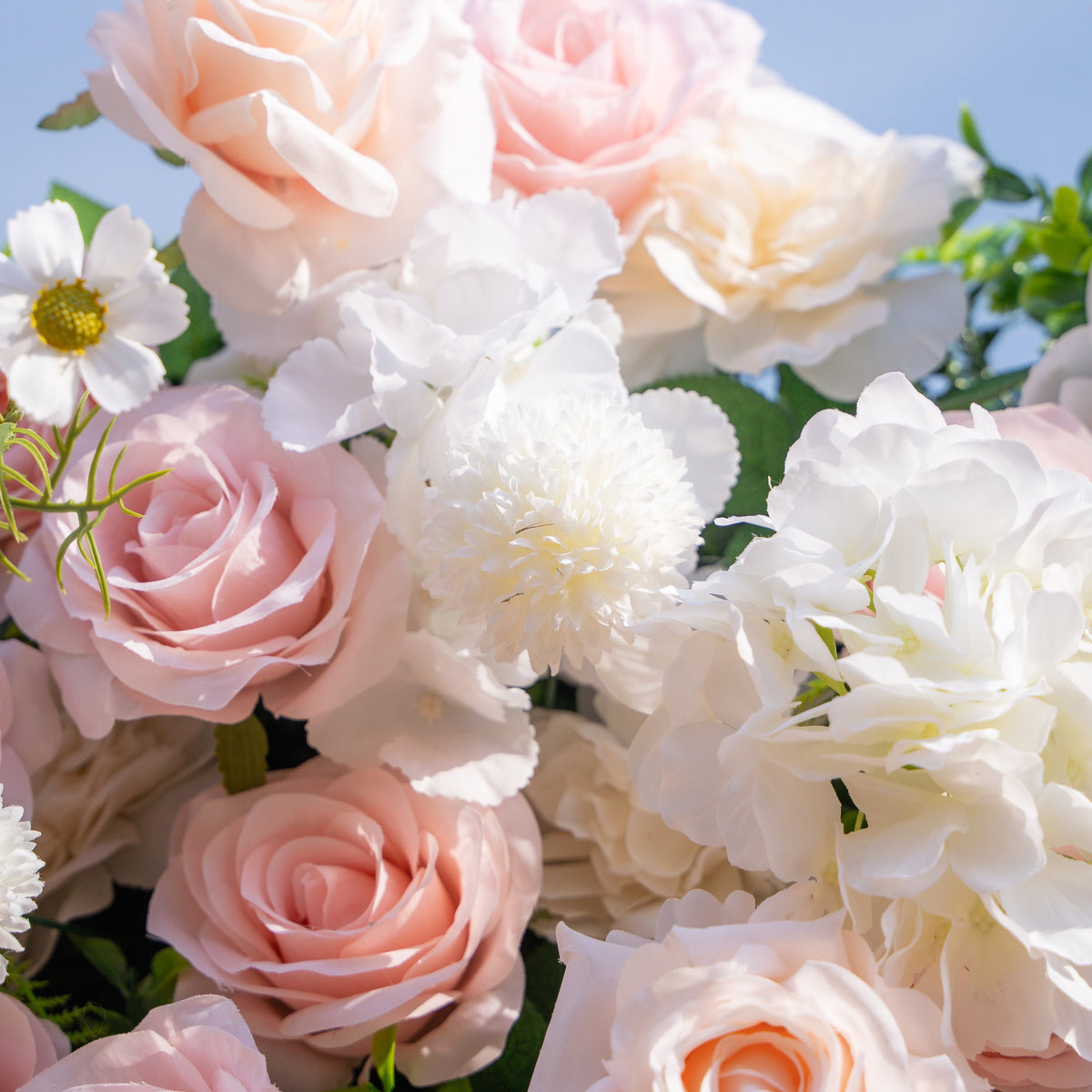 Solara: 3D Elegant Ivory & Blush Rose Silk Flower Wall Curtain for Wedding Ceremony & Events Decor Free Shipping