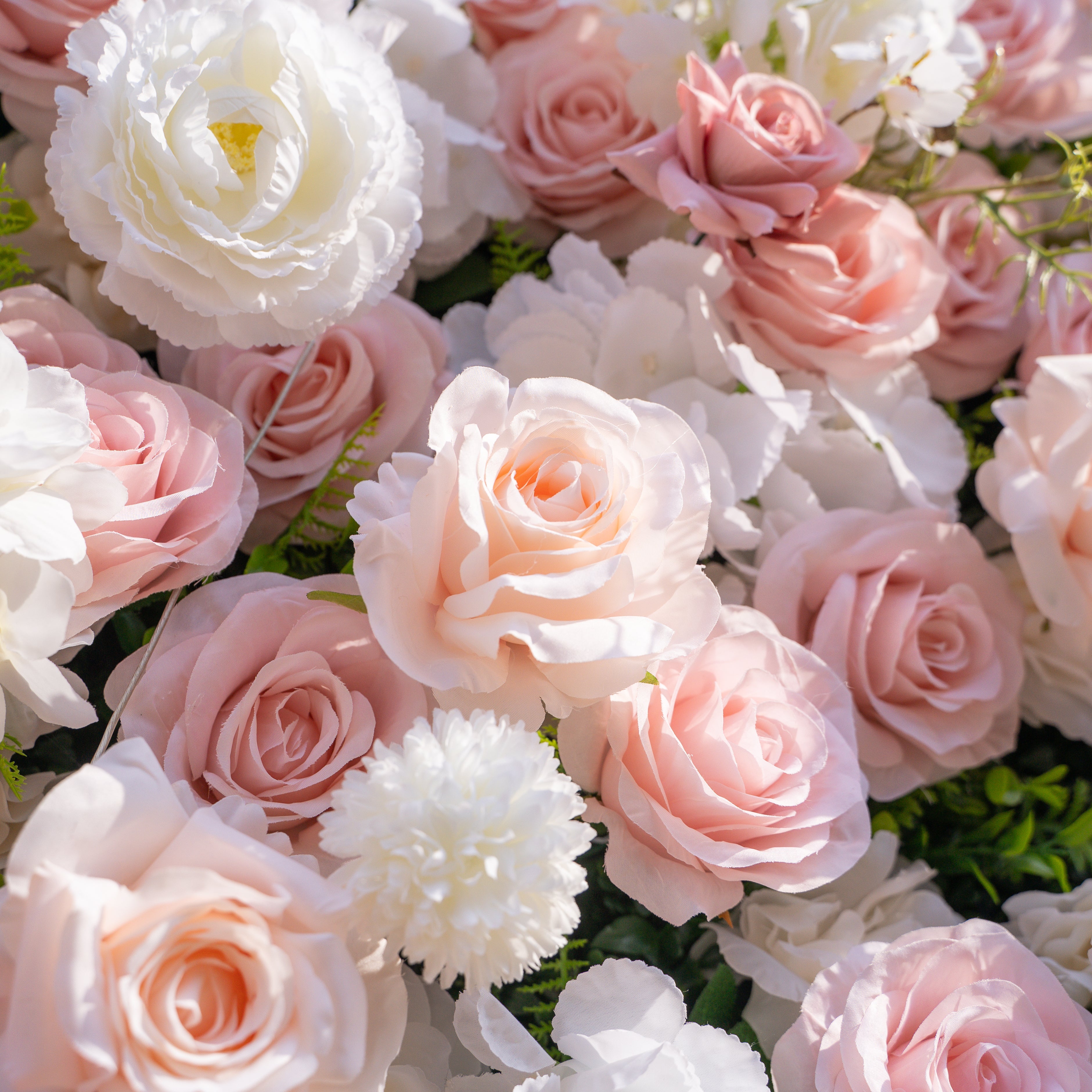 Solara: 3D Elegant Ivory & Blush Rose Silk Flower Wall Curtain for Wedding Ceremony & Events Decor Free Shipping