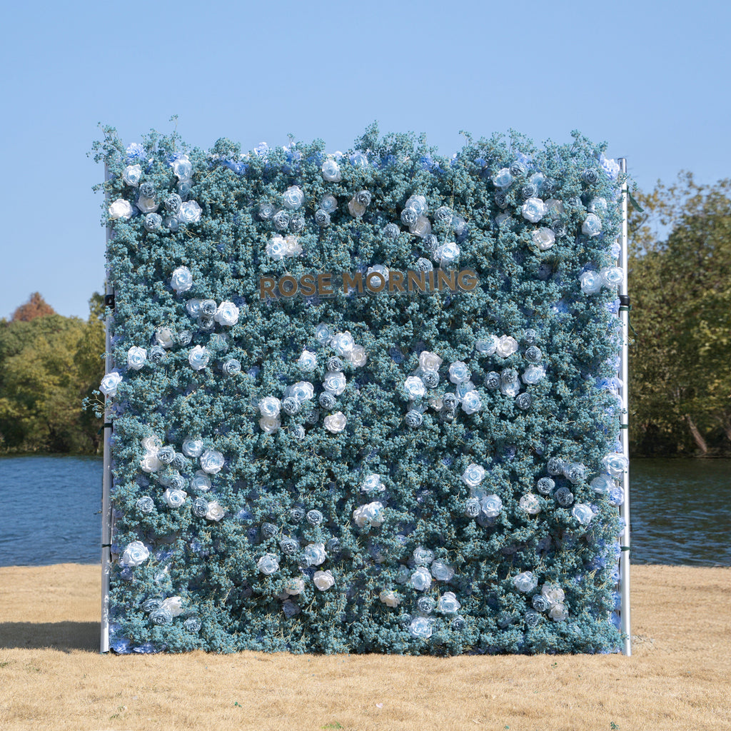 Blue Baby Breath：3D Fabric Artificial rolling up curtain flower wall Free Shipping