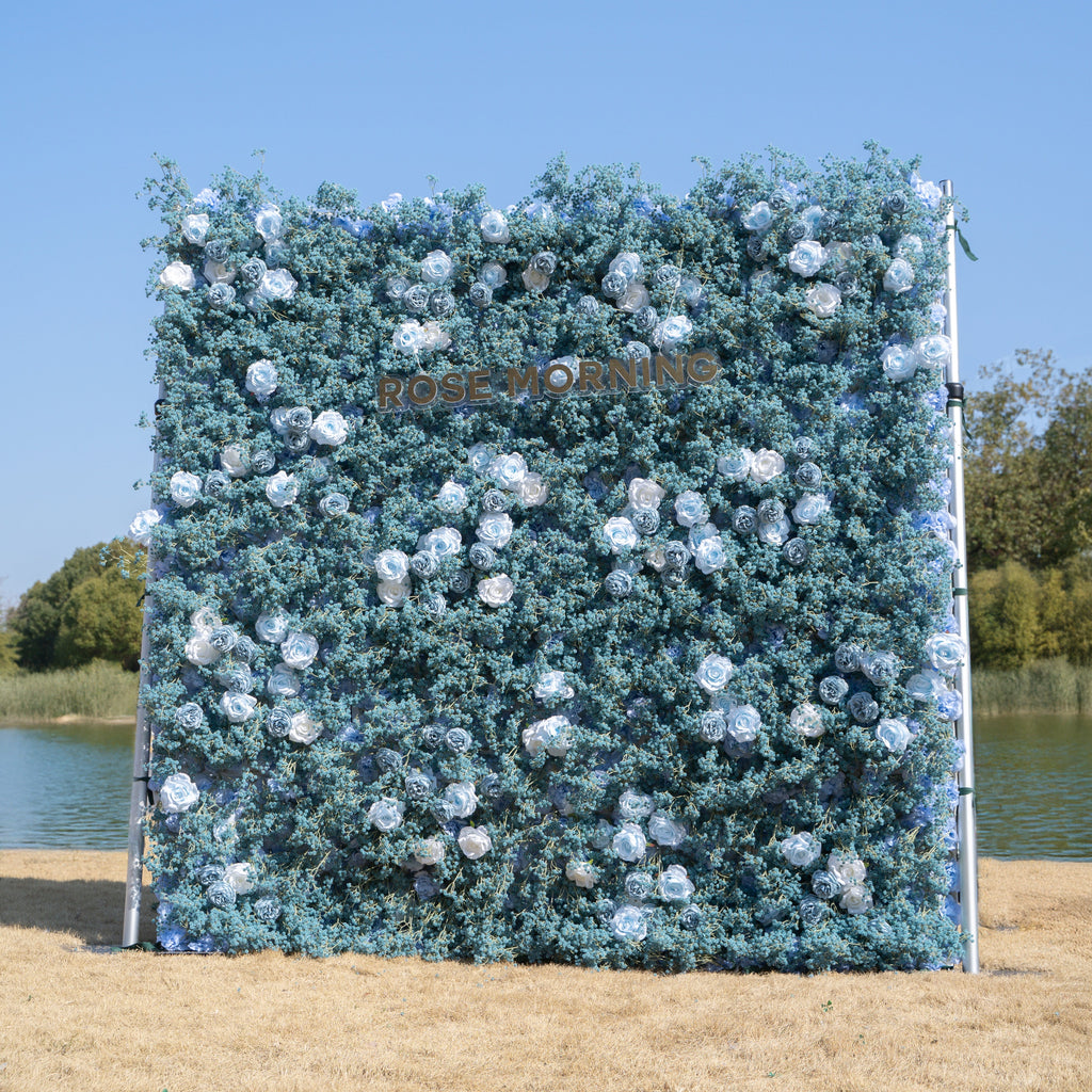 Blue Baby Breath：3D Fabric Artificial rolling up curtain flower wall Free Shipping