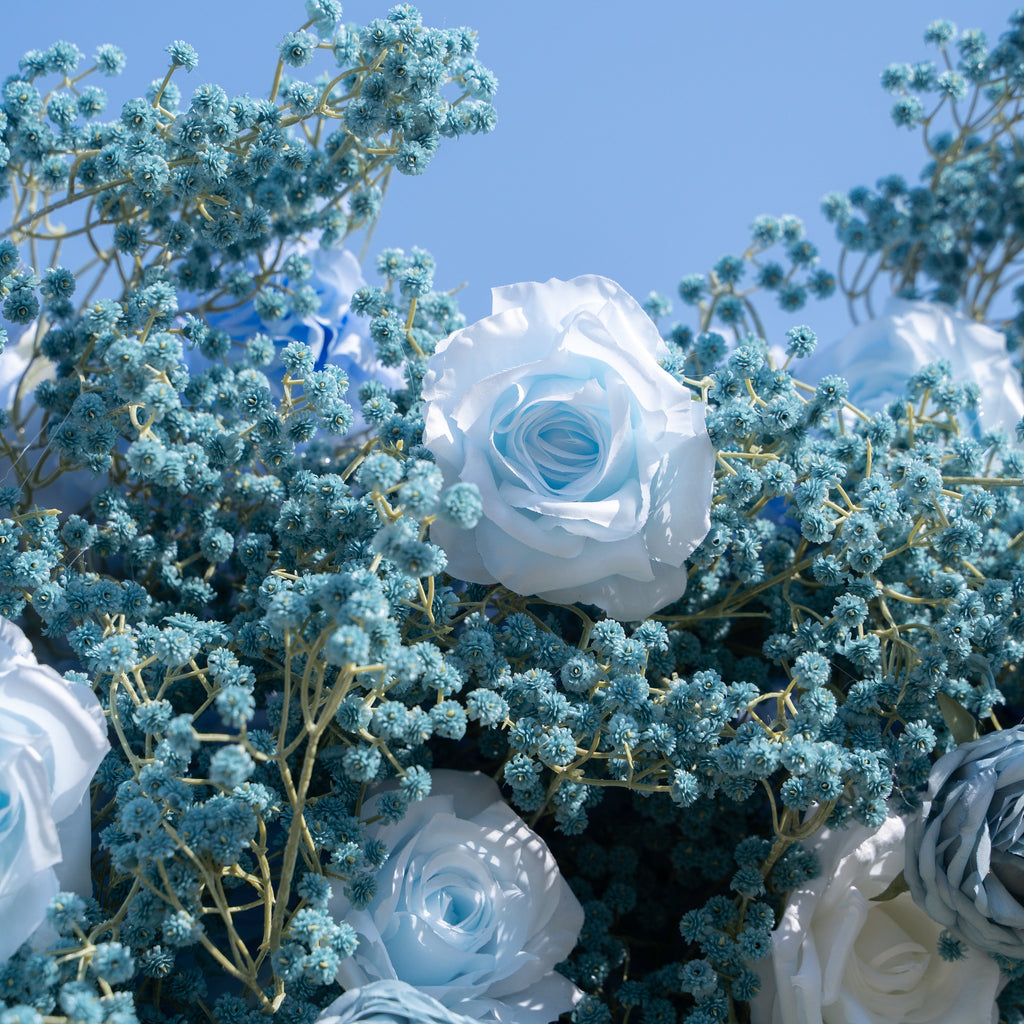 Blue Baby Breath：3D Fabric Artificial rolling up curtain flower wall Free Shipping