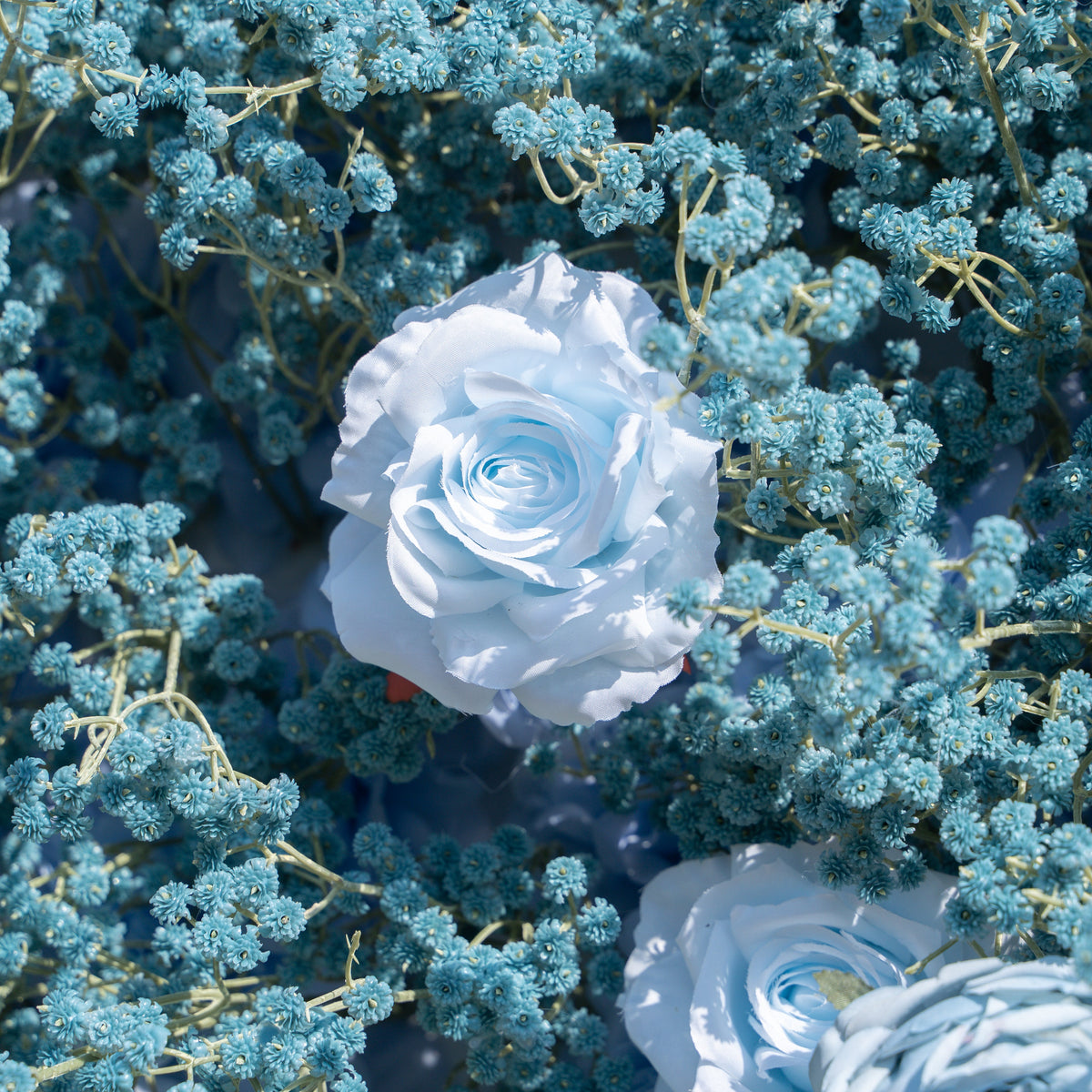 Blue Baby Breath：3D Fabric Artificial rolling up curtain flower wall Free Shipping