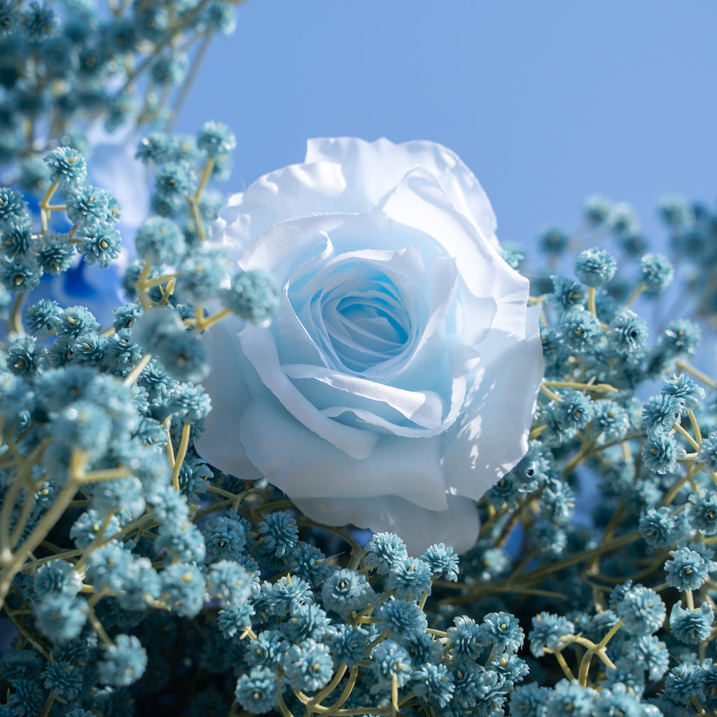Blue Baby Breath：3D Fabric Artificial rolling up curtain flower wall Free Shipping