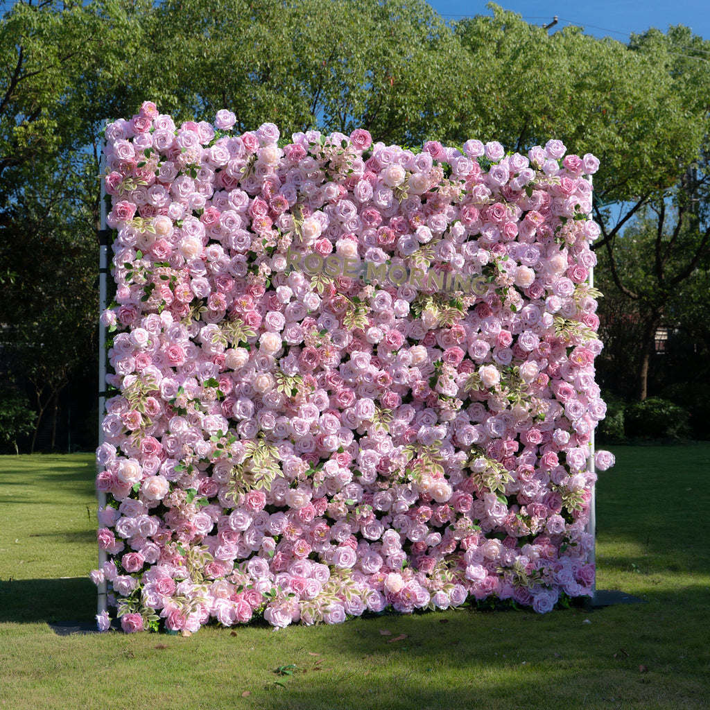 Bene：4D Fabric Artificial zip up curtain flower wall 8ft*8ft Free Shipping
