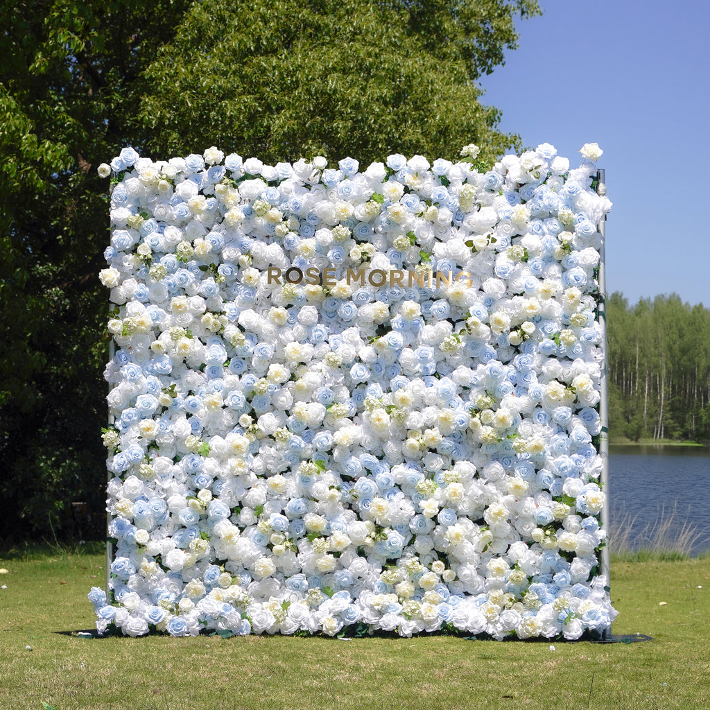 BlueSky：4D Fabric Artificial zip up curtain flower wall 8ft*8ft Free Shipping