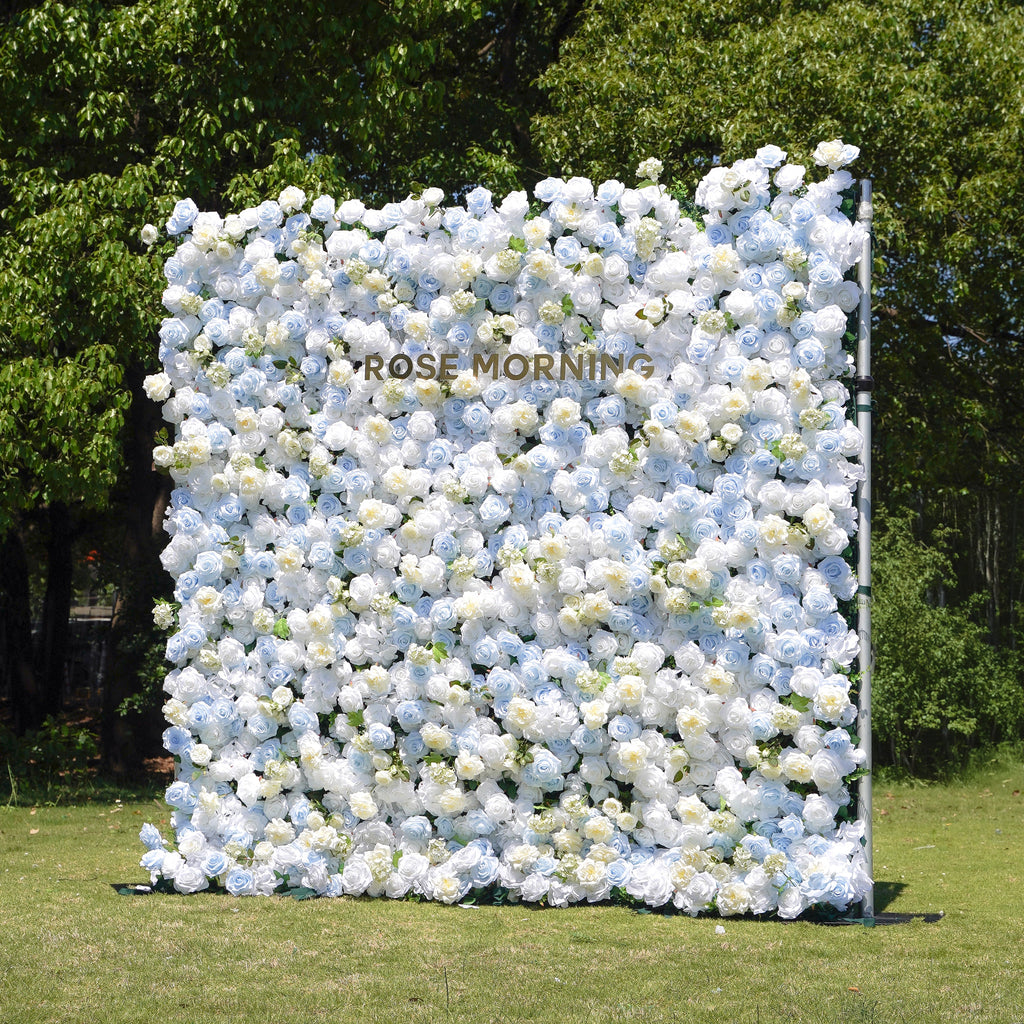 BlueSky：4D Fabric Artificial zip up curtain flower wall 8ft*8ft Free Shipping