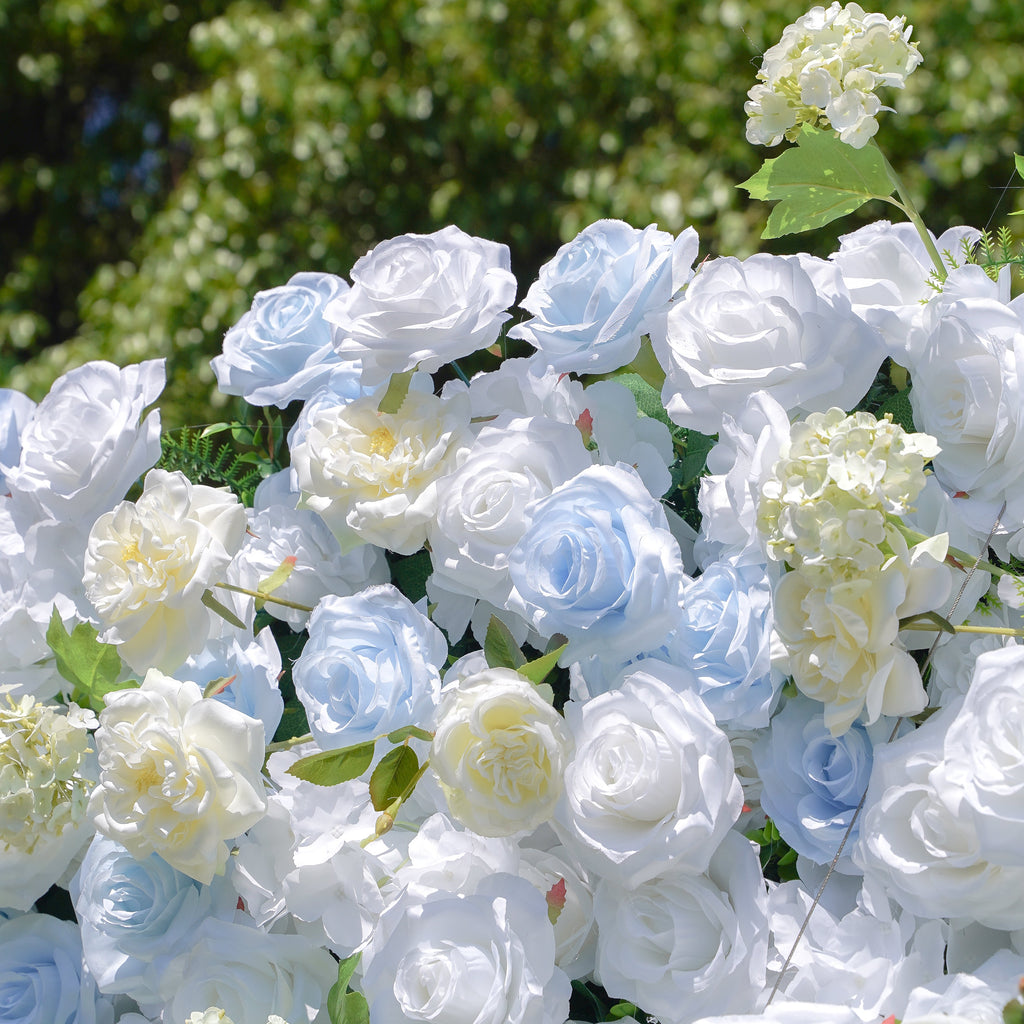 BlueSky：4D Fabric Artificial zip up curtain flower wall 8ft*8ft Free Shipping