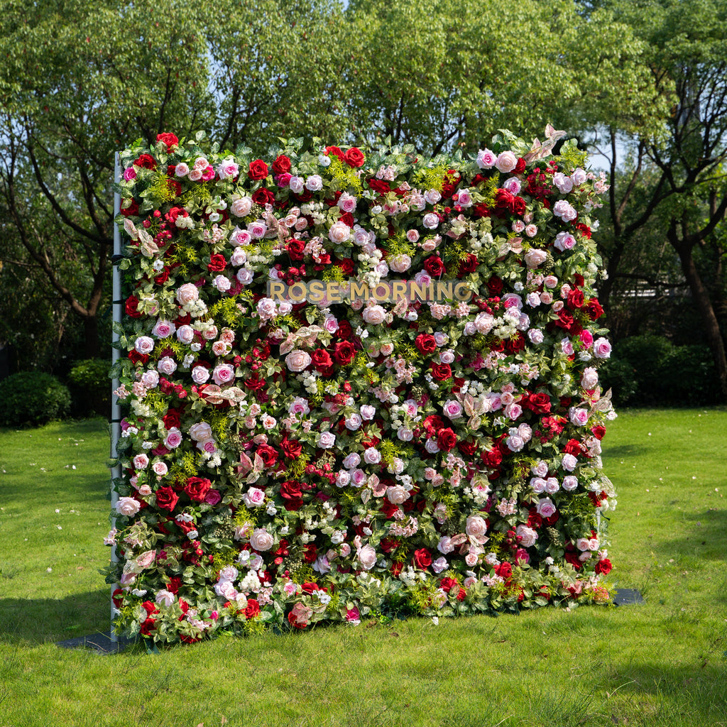Bonjour：5D Fabric Artificial zip up curtain flower wall 8ft*8ft Free Shipping